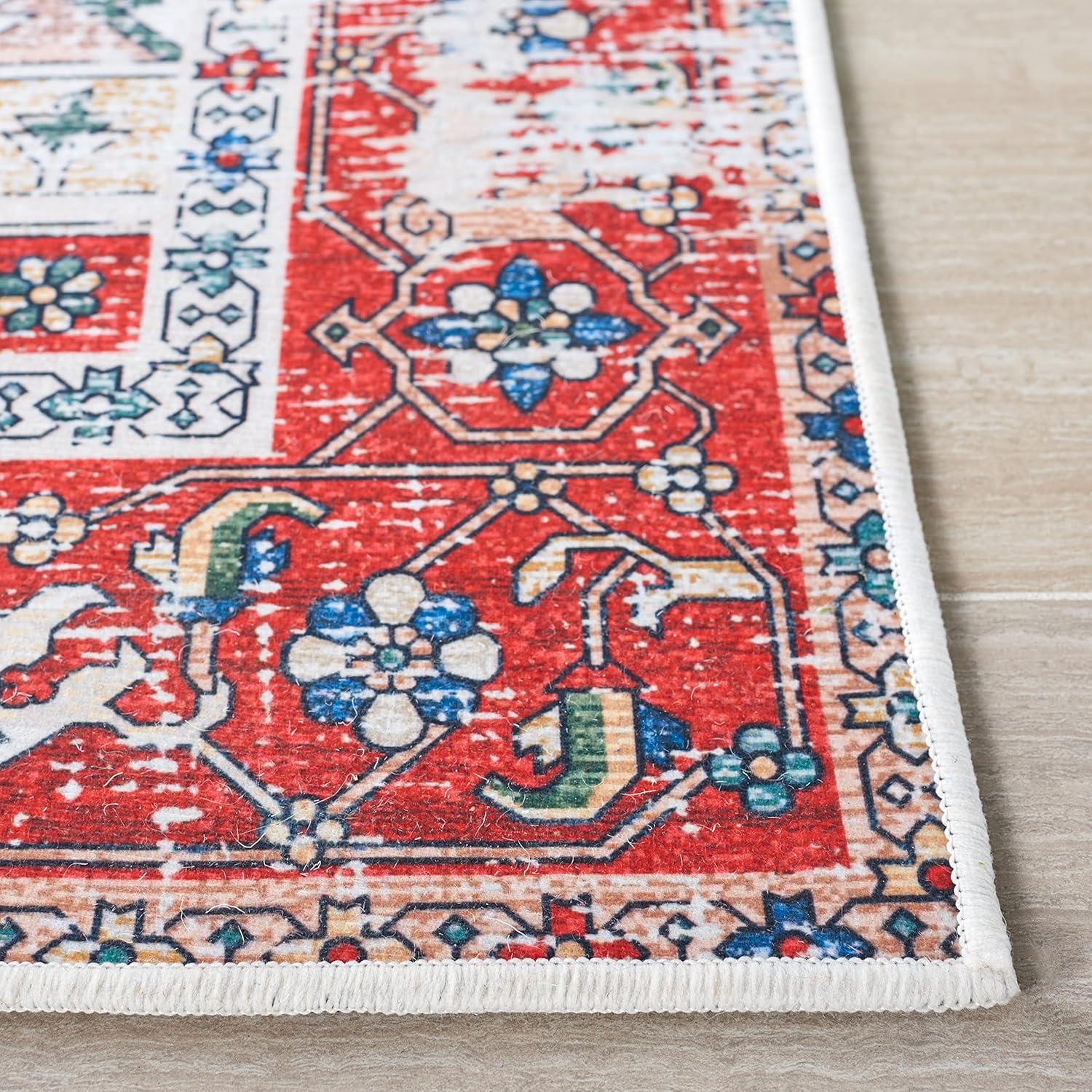 image:imageSAFAVIEH Washable Rug Tucson Collection 6 x 9 Dark Sage amp Ivory Slip Resistant amp Easy to Clean Ideal for Living Room Bedroom Dining Space TSN102FBlueRed