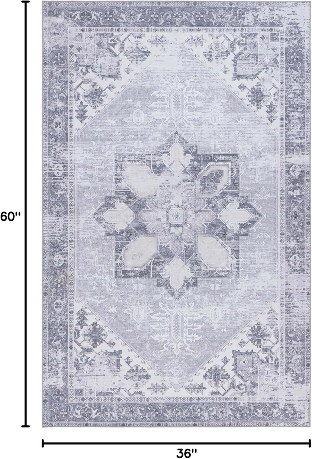 image:imageSAFAVIEH Washable Rug Tucson Collection 6 x 9 Dark Sage amp Ivory Slip Resistant amp Easy to Clean Ideal for Living Room Bedroom Dining Space TSN102FLight Grey