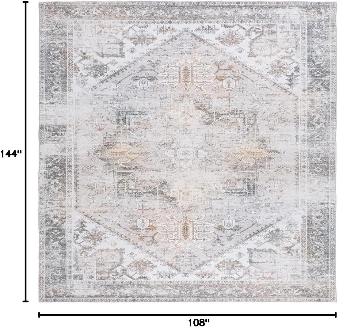 image:imageSAFAVIEH Washable Rug Tucson Collection 6 x 9 Dark Sage amp Ivory Slip Resistant amp Easy to Clean Ideal for Living Room Bedroom Dining Space TSN102FBeigeGrey