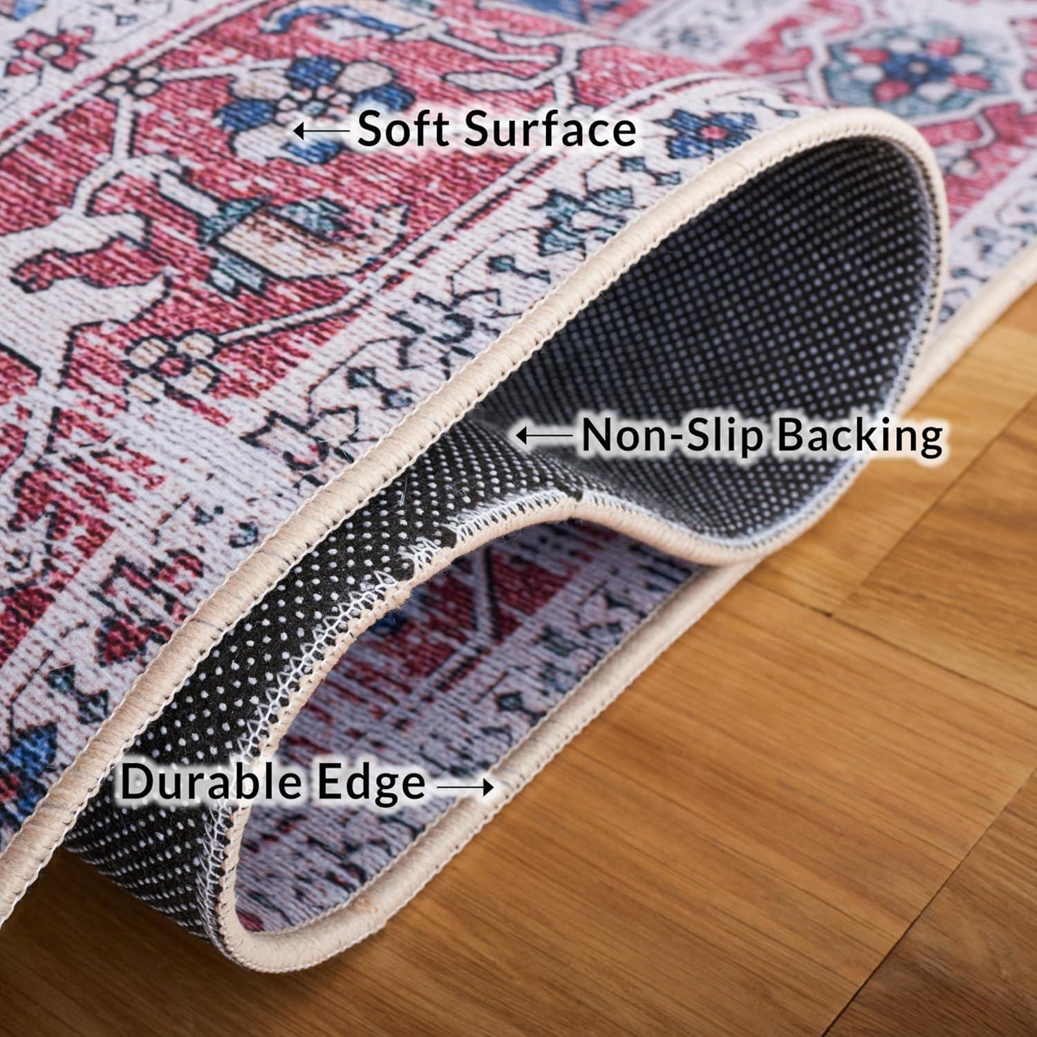image:imageSAFAVIEH Washable Rug Tucson Collection 6 x 9 Dark Sage amp Ivory Slip Resistant amp Easy to Clean Ideal for Living Room Bedroom Dining Space TSN102FNavyRed