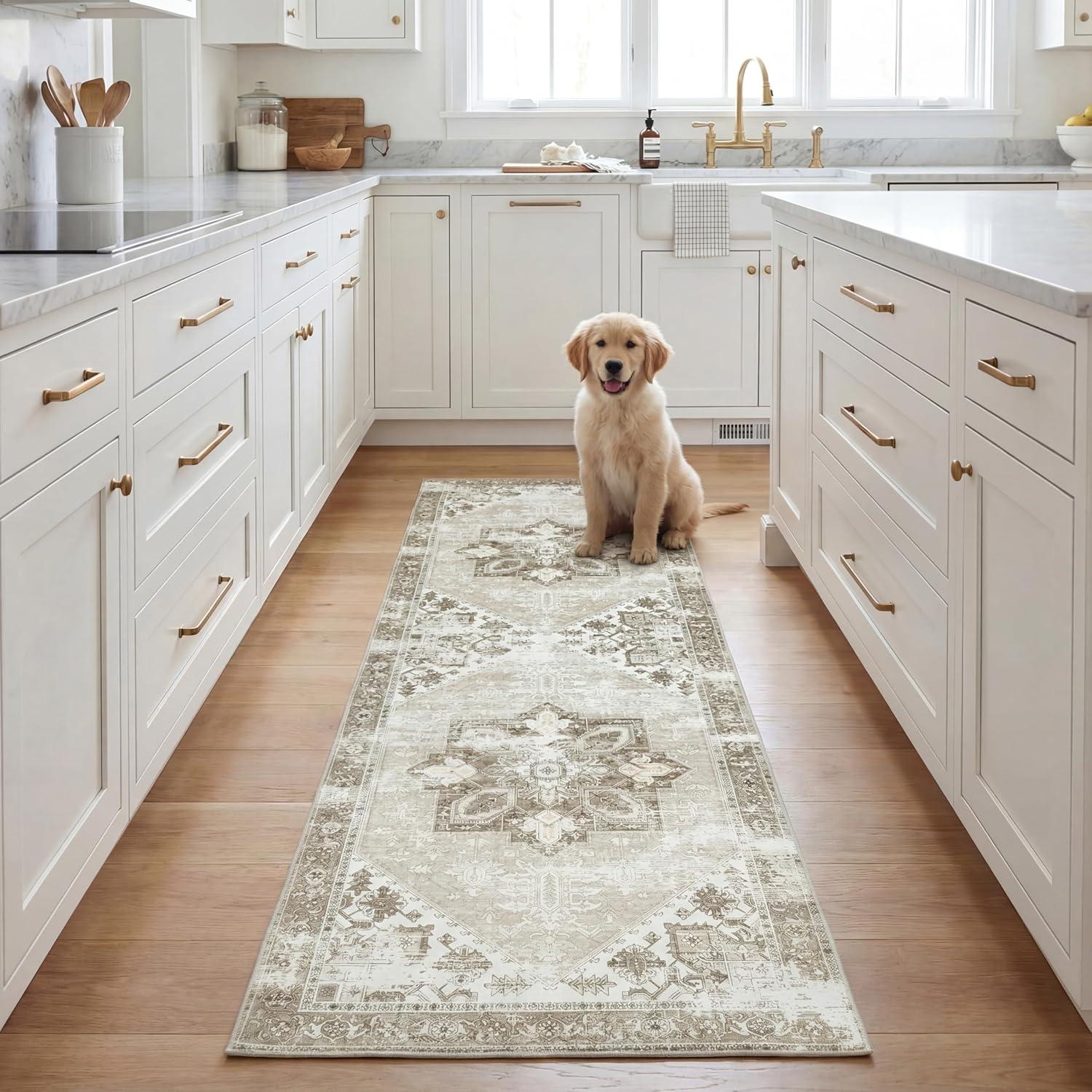 image:imageSAFAVIEH Washable Rug Tucson Collection 6 x 9 Dark Sage amp Ivory Slip Resistant amp Easy to Clean Ideal for Living Room Bedroom Dining Space TSN102FSageIvory