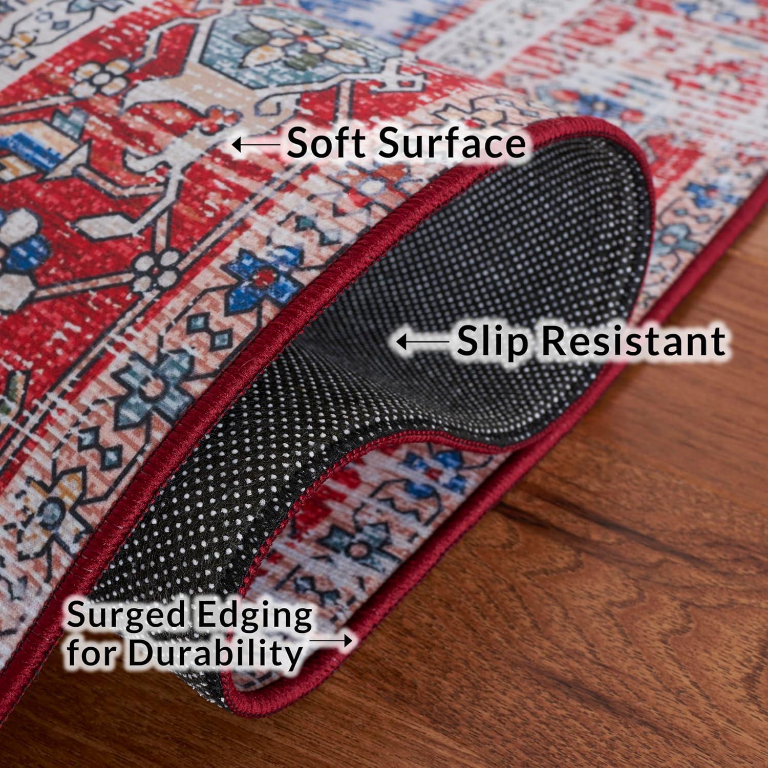 image:imageSAFAVIEH Washable Rug Tucson Collection 6 x 9 Dark Sage amp Ivory Slip Resistant amp Easy to Clean Ideal for Living Room Bedroom Dining Space TSN102FBlueRed