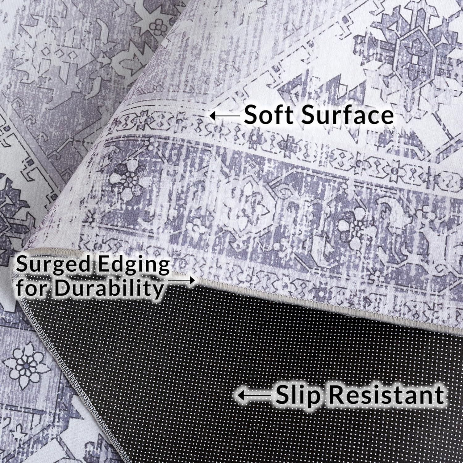image:imageSAFAVIEH Washable Rug Tucson Collection 6 x 9 Dark Sage amp Ivory Slip Resistant amp Easy to Clean Ideal for Living Room Bedroom Dining Space TSN102FLight Grey