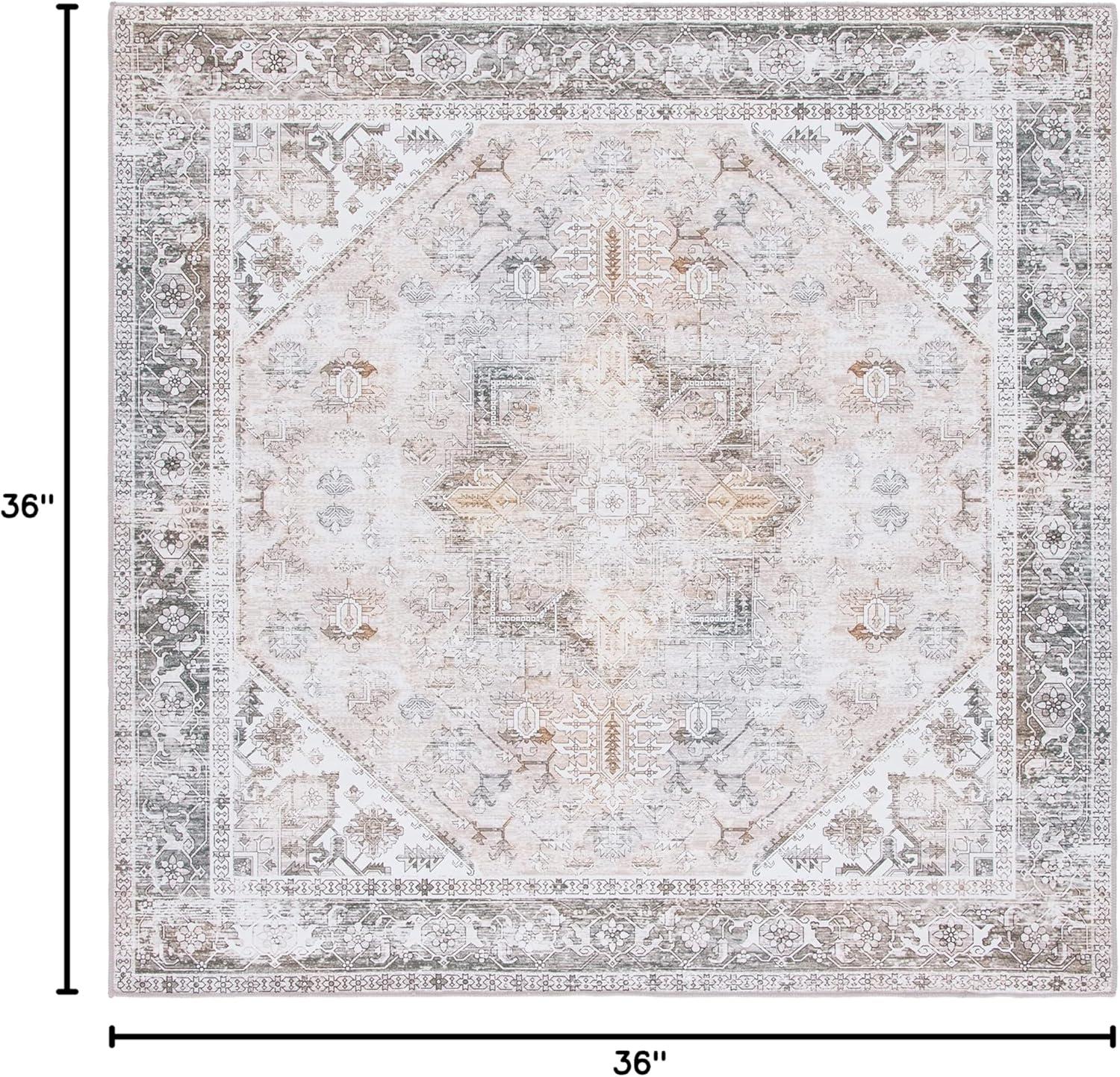 image:imageSAFAVIEH Washable Rug Tucson Collection 6 x 9 Dark Sage amp Ivory Slip Resistant amp Easy to Clean Ideal for Living Room Bedroom Dining Space TSN102FBeigeGrey