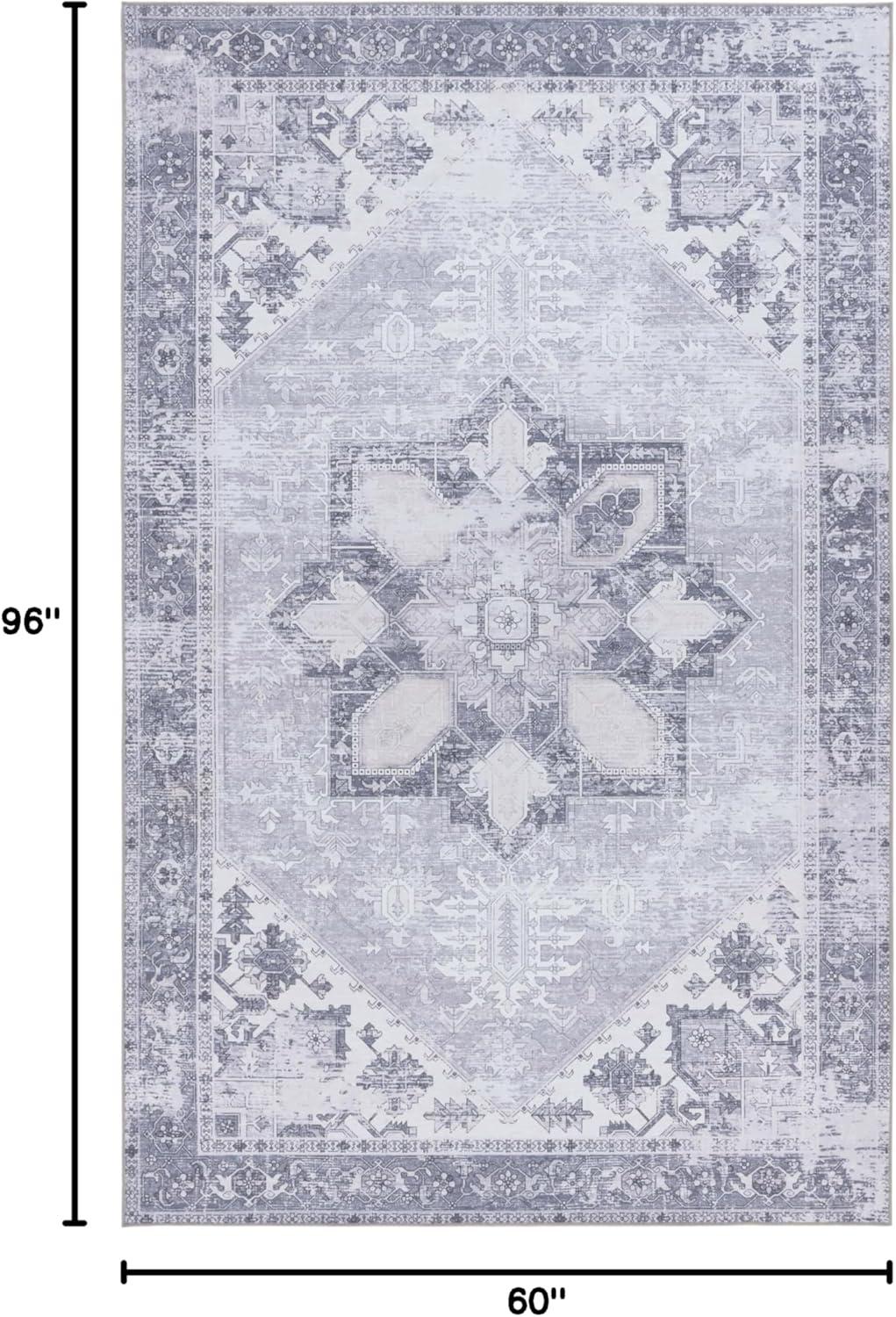 image:imageSAFAVIEH Washable Rug Tucson Collection 6 x 9 Dark Sage amp Ivory Slip Resistant amp Easy to Clean Ideal for Living Room Bedroom Dining Space TSN102FLight Grey