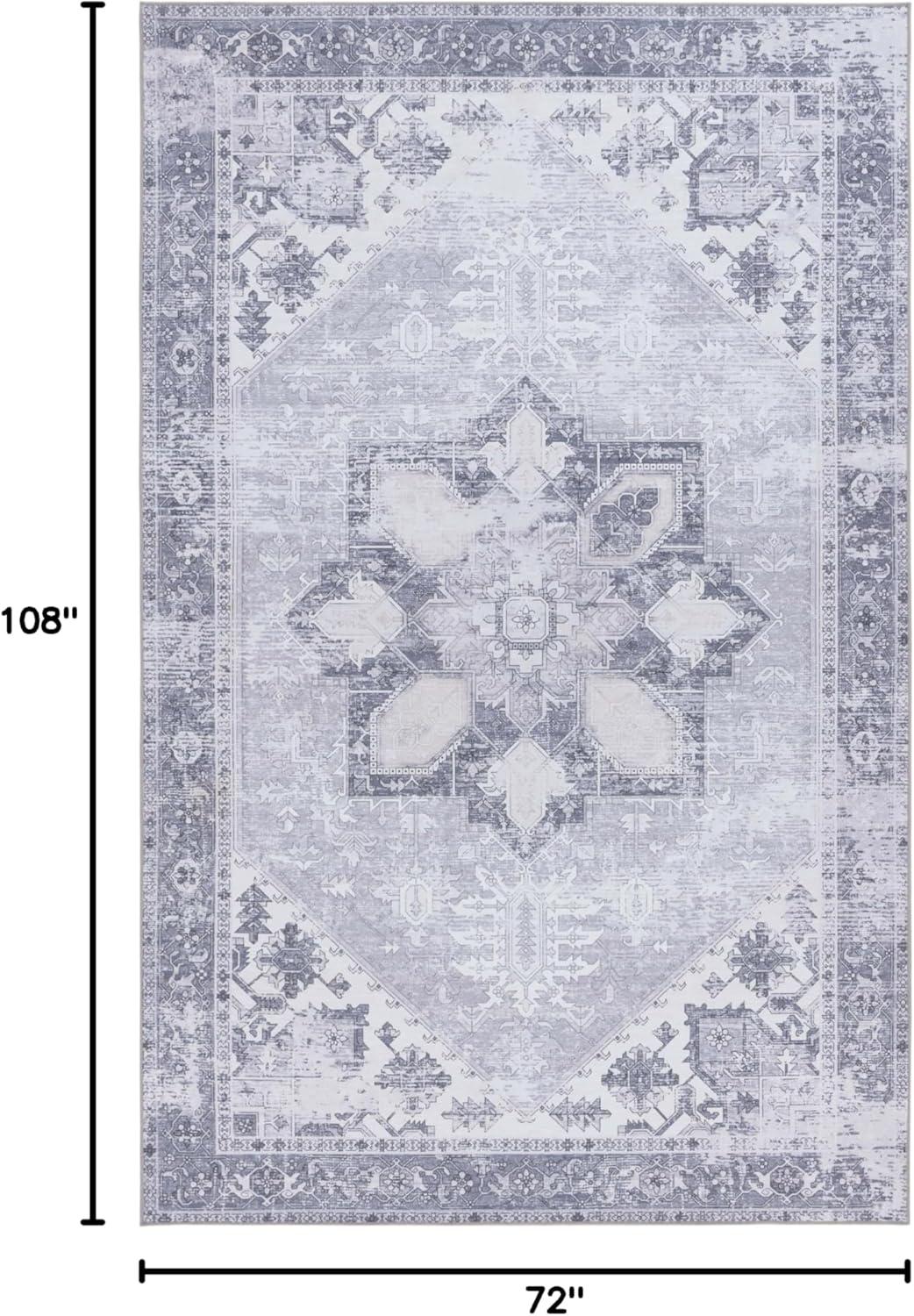image:imageSAFAVIEH Washable Rug Tucson Collection 6 x 9 Dark Sage amp Ivory Slip Resistant amp Easy to Clean Ideal for Living Room Bedroom Dining Space TSN102FLight Grey