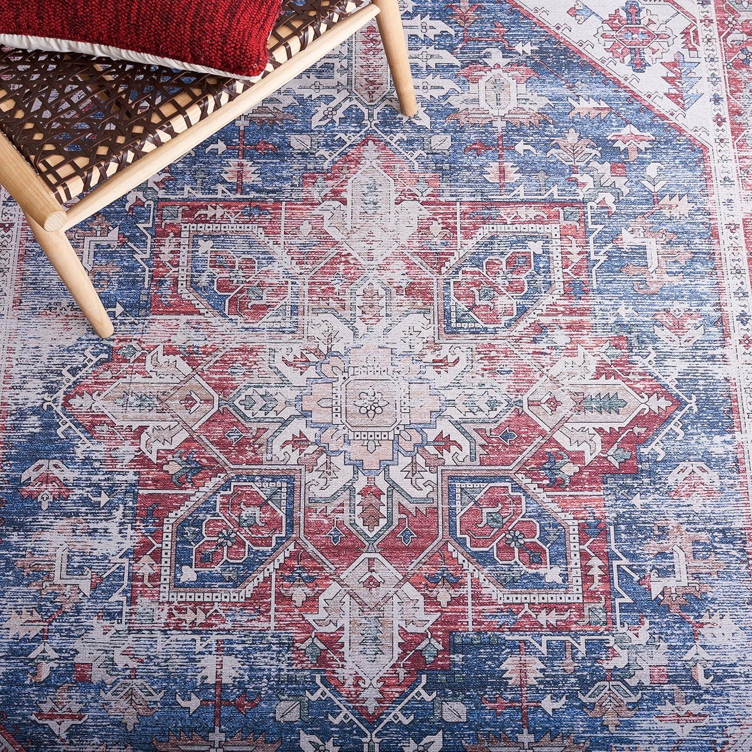 image:imageSAFAVIEH Washable Rug Tucson Collection 6 x 9 Dark Sage amp Ivory Slip Resistant amp Easy to Clean Ideal for Living Room Bedroom Dining Space TSN102FNavyRed