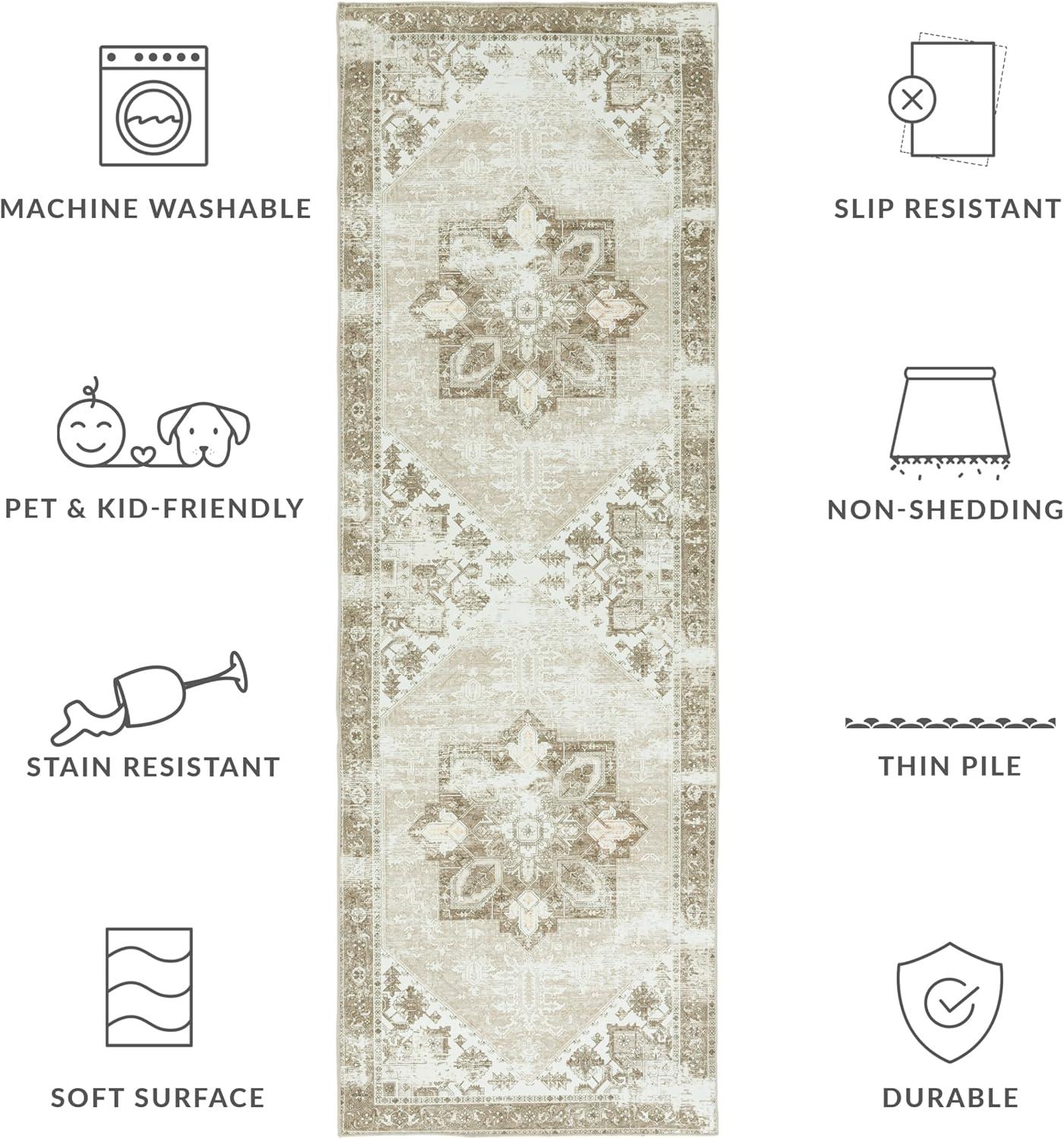 image:imageSAFAVIEH Washable Rug Tucson Collection 6 x 9 Dark Sage amp Ivory Slip Resistant amp Easy to Clean Ideal for Living Room Bedroom Dining Space TSN102FSageIvory