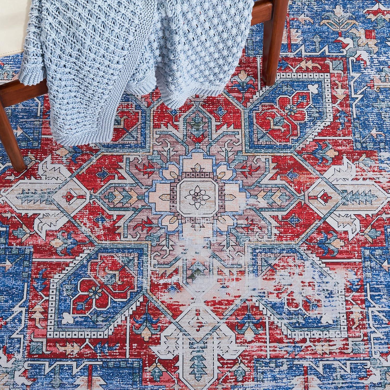 image:imageSAFAVIEH Washable Rug Tucson Collection 6 x 9 Dark Sage amp Ivory Slip Resistant amp Easy to Clean Ideal for Living Room Bedroom Dining Space TSN102FBlueRed