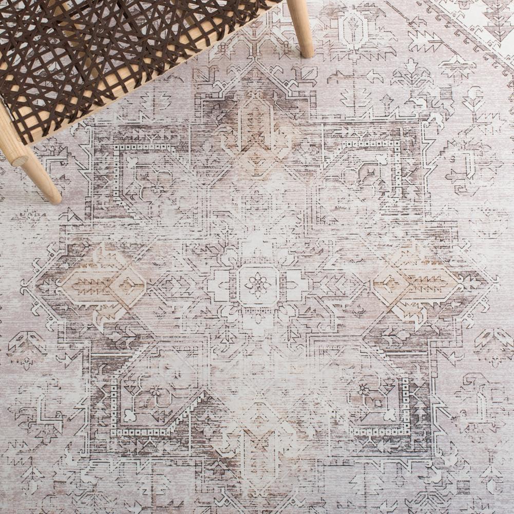 image:imageSAFAVIEH Washable Rug Tucson Collection 6 x 9 Dark Sage amp Ivory Slip Resistant amp Easy to Clean Ideal for Living Room Bedroom Dining Space TSN102FBeigeGrey