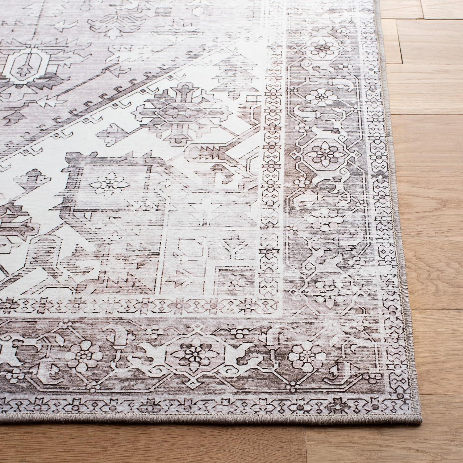 image:imageSAFAVIEH Washable Rug Tucson Collection 6 x 9 Dark Sage amp Ivory Slip Resistant amp Easy to Clean Ideal for Living Room Bedroom Dining Space TSN102FBeigeGrey
