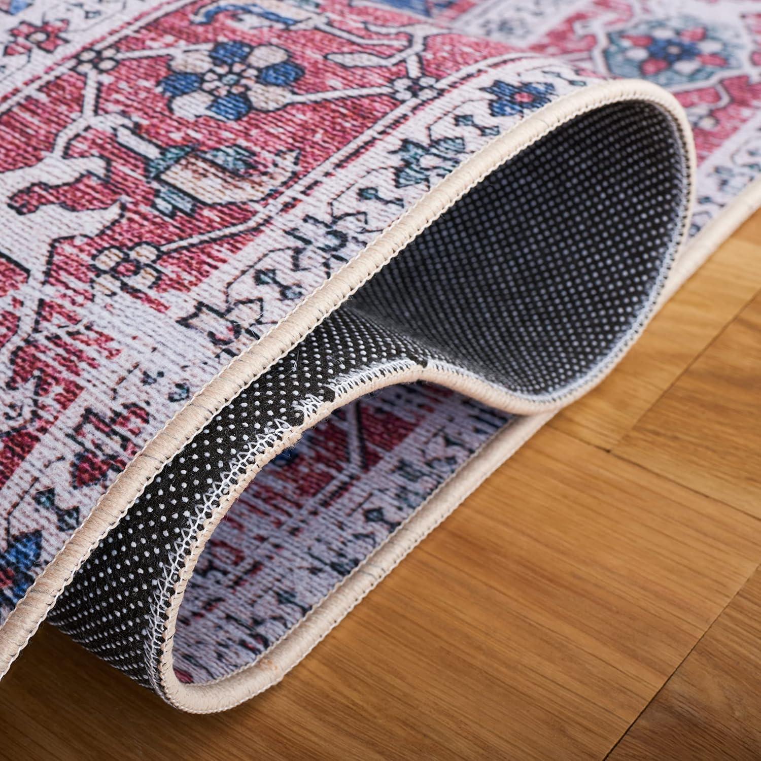 image:imageSAFAVIEH Washable Rug Tucson Collection 6 x 9 Dark Sage amp Ivory Slip Resistant amp Easy to Clean Ideal for Living Room Bedroom Dining Space TSN102FNavyRed