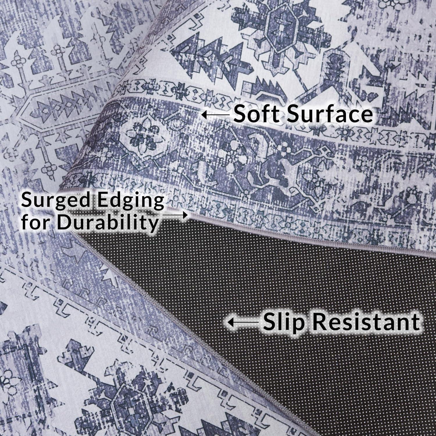 image:imageSAFAVIEH Washable Rug Tucson Collection 6 x 9 Dark Sage amp Ivory Slip Resistant amp Easy to Clean Ideal for Living Room Bedroom Dining Space TSN102FGrey