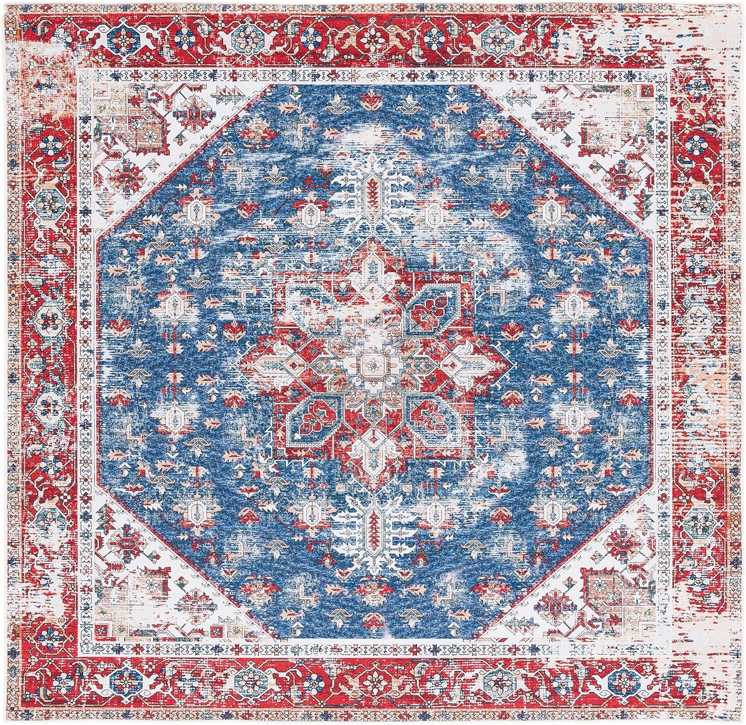 image:imageSAFAVIEH Washable Rug Tucson Collection 6 x 9 Dark Sage amp Ivory Slip Resistant amp Easy to Clean Ideal for Living Room Bedroom Dining Space TSN102FBlueRed