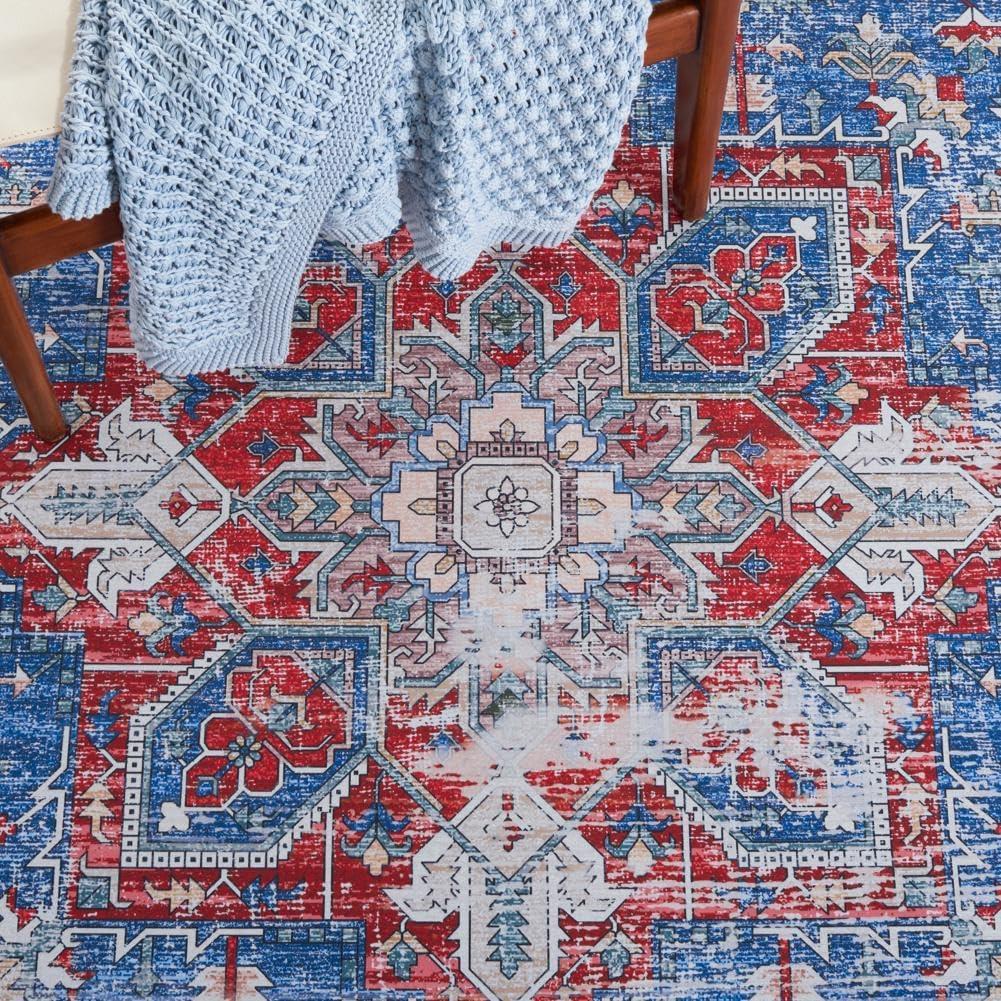 image:imageSAFAVIEH Washable Rug Tucson Collection 6 x 9 Dark Sage amp Ivory Slip Resistant amp Easy to Clean Ideal for Living Room Bedroom Dining Space TSN102FBlueRed