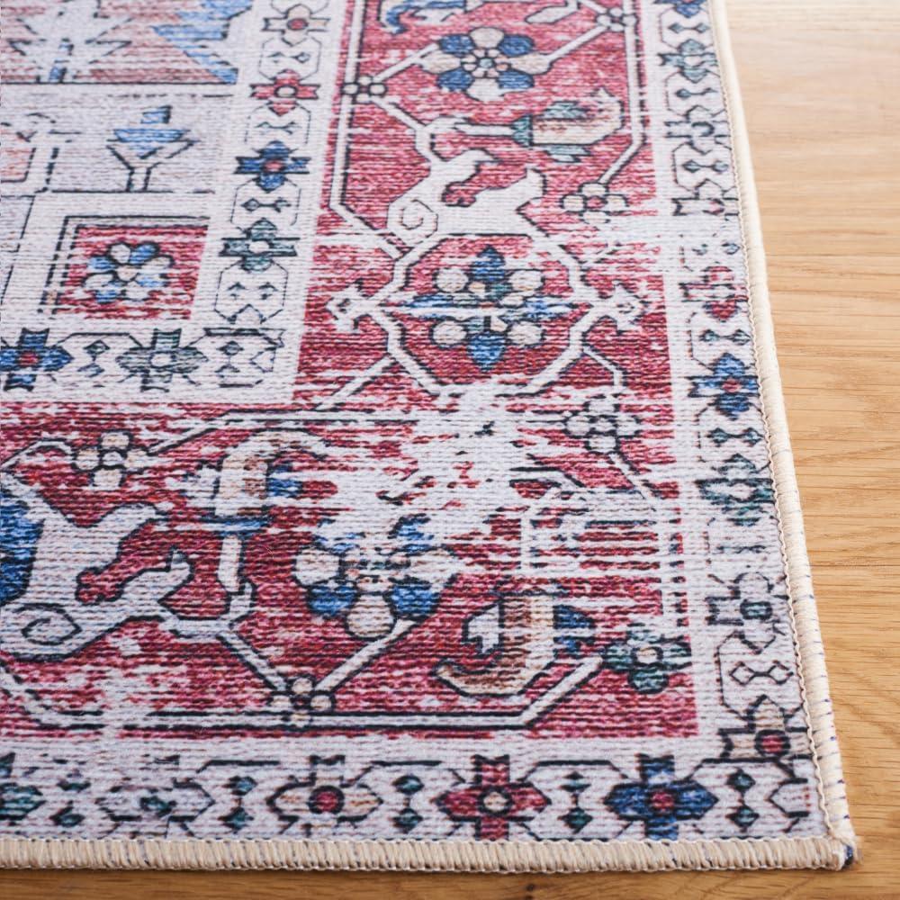 image:imageSAFAVIEH Washable Rug Tucson Collection 6 x 9 Dark Sage amp Ivory Slip Resistant amp Easy to Clean Ideal for Living Room Bedroom Dining Space TSN102FNavyRed