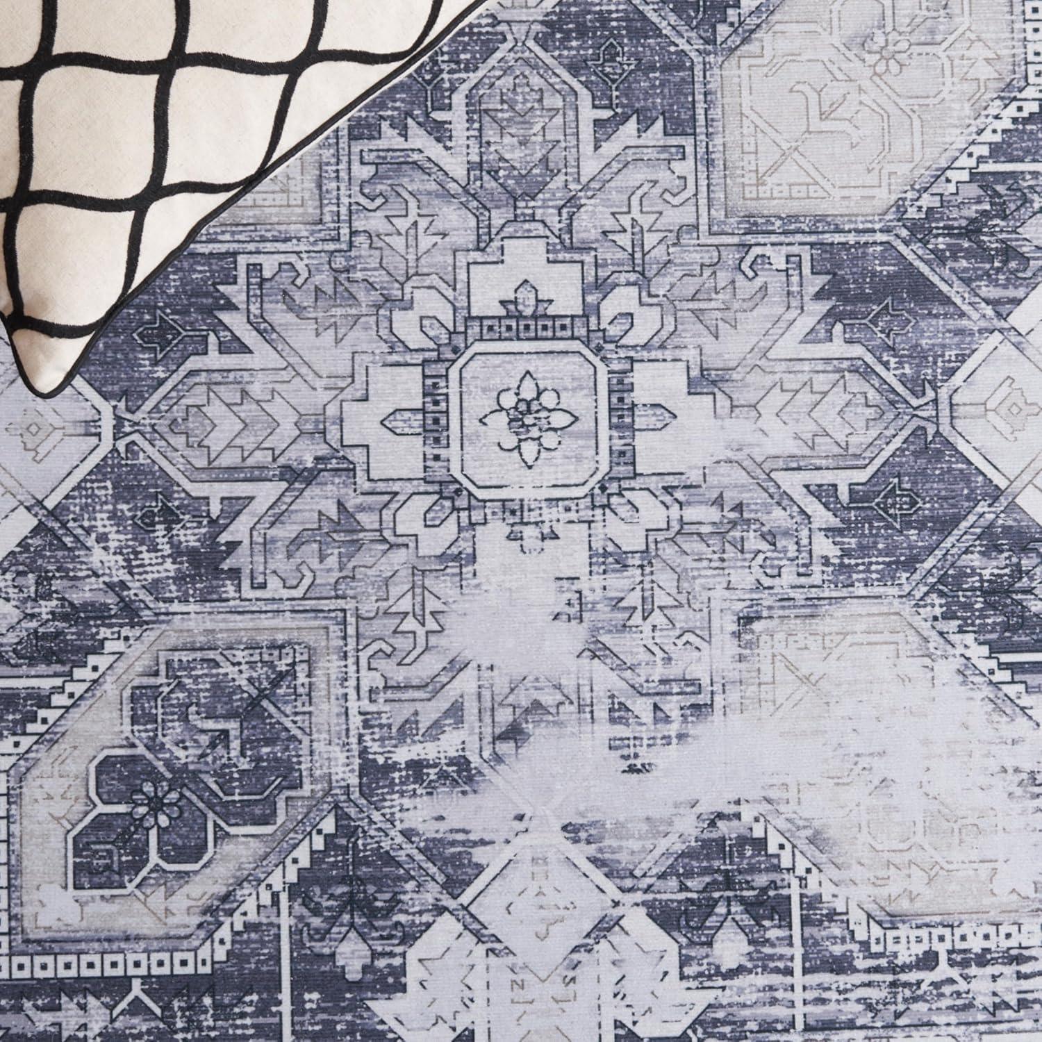 image:imageSAFAVIEH Washable Rug Tucson Collection 6 x 9 Dark Sage amp Ivory Slip Resistant amp Easy to Clean Ideal for Living Room Bedroom Dining Space TSN102FGrey