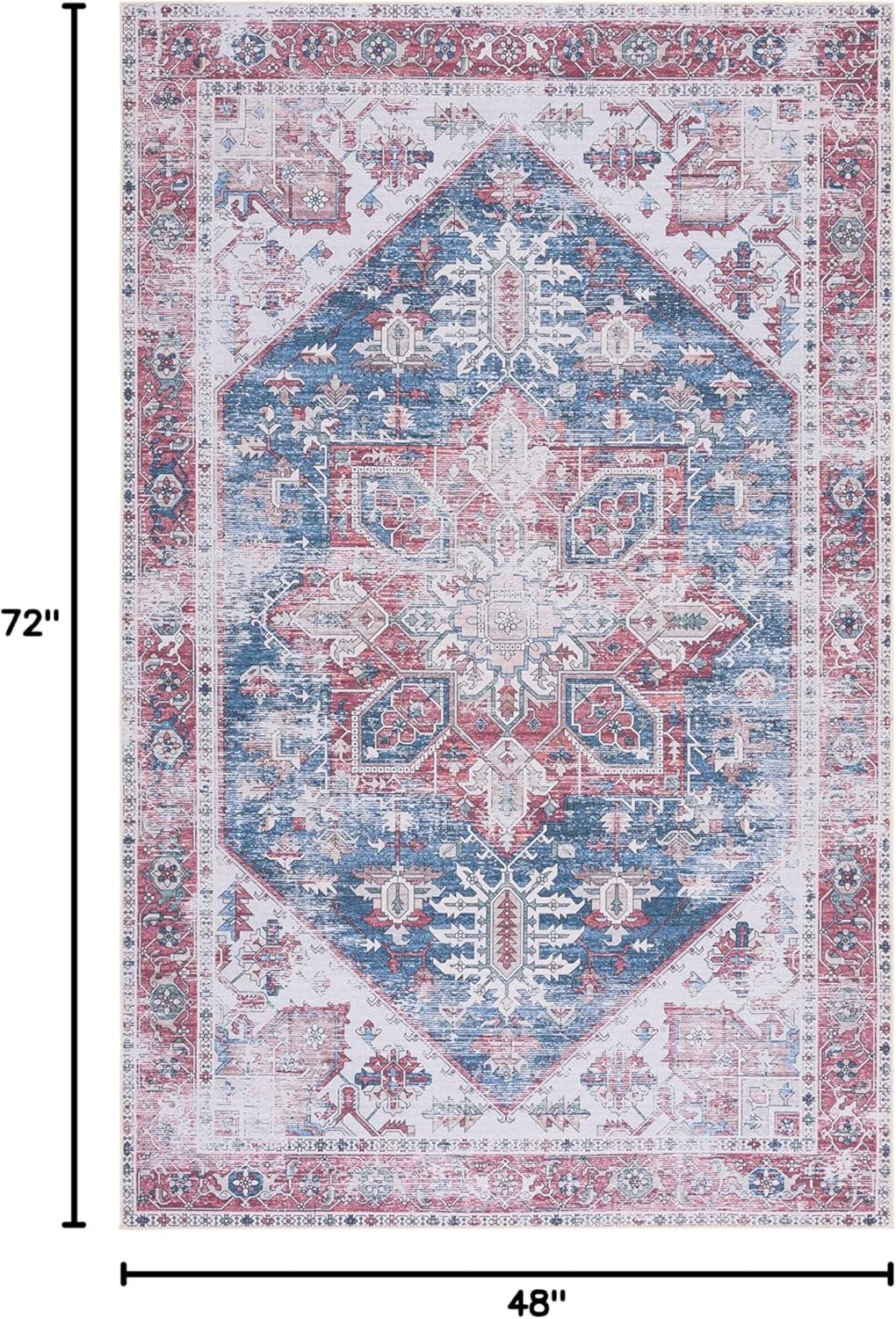 image:imageSAFAVIEH Washable Rug Tucson Collection 6 x 9 Dark Sage amp Ivory Slip Resistant amp Easy to Clean Ideal for Living Room Bedroom Dining Space TSN102FNavyRed