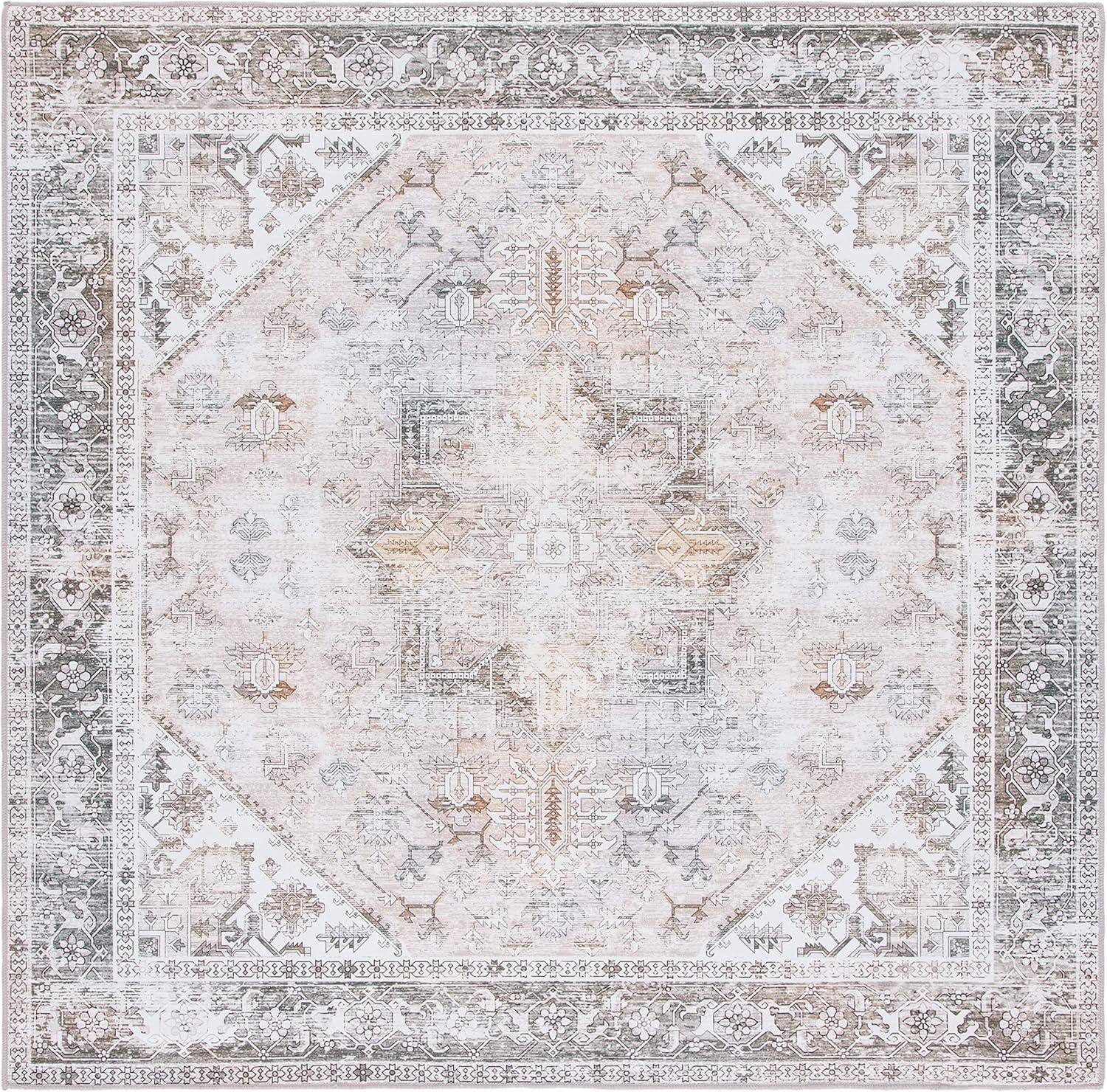 image:imageSAFAVIEH Washable Rug Tucson Collection 6 x 9 Dark Sage amp Ivory Slip Resistant amp Easy to Clean Ideal for Living Room Bedroom Dining Space TSN102FBeigeGrey