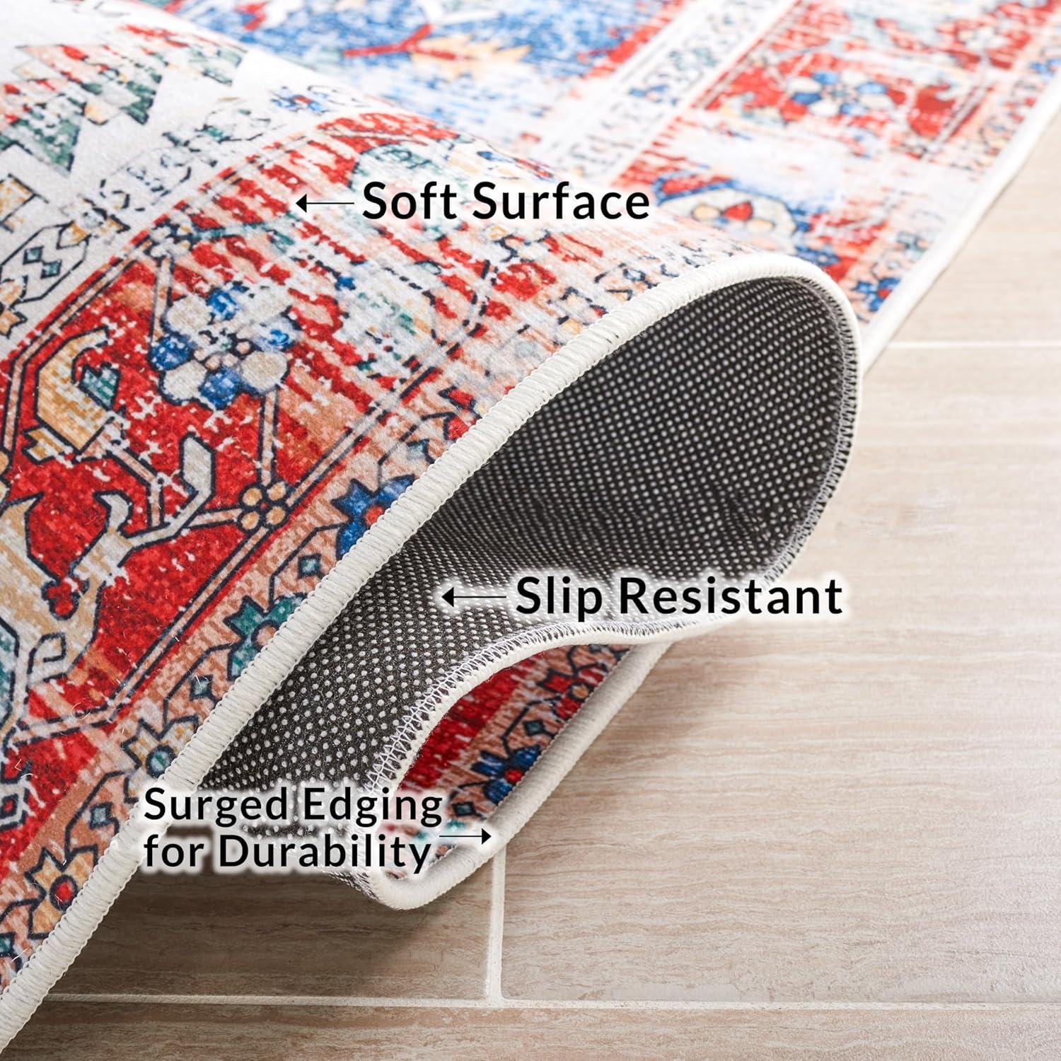 image:imageSAFAVIEH Washable Rug Tucson Collection 6 x 9 Dark Sage amp Ivory Slip Resistant amp Easy to Clean Ideal for Living Room Bedroom Dining Space TSN102FBlueRed