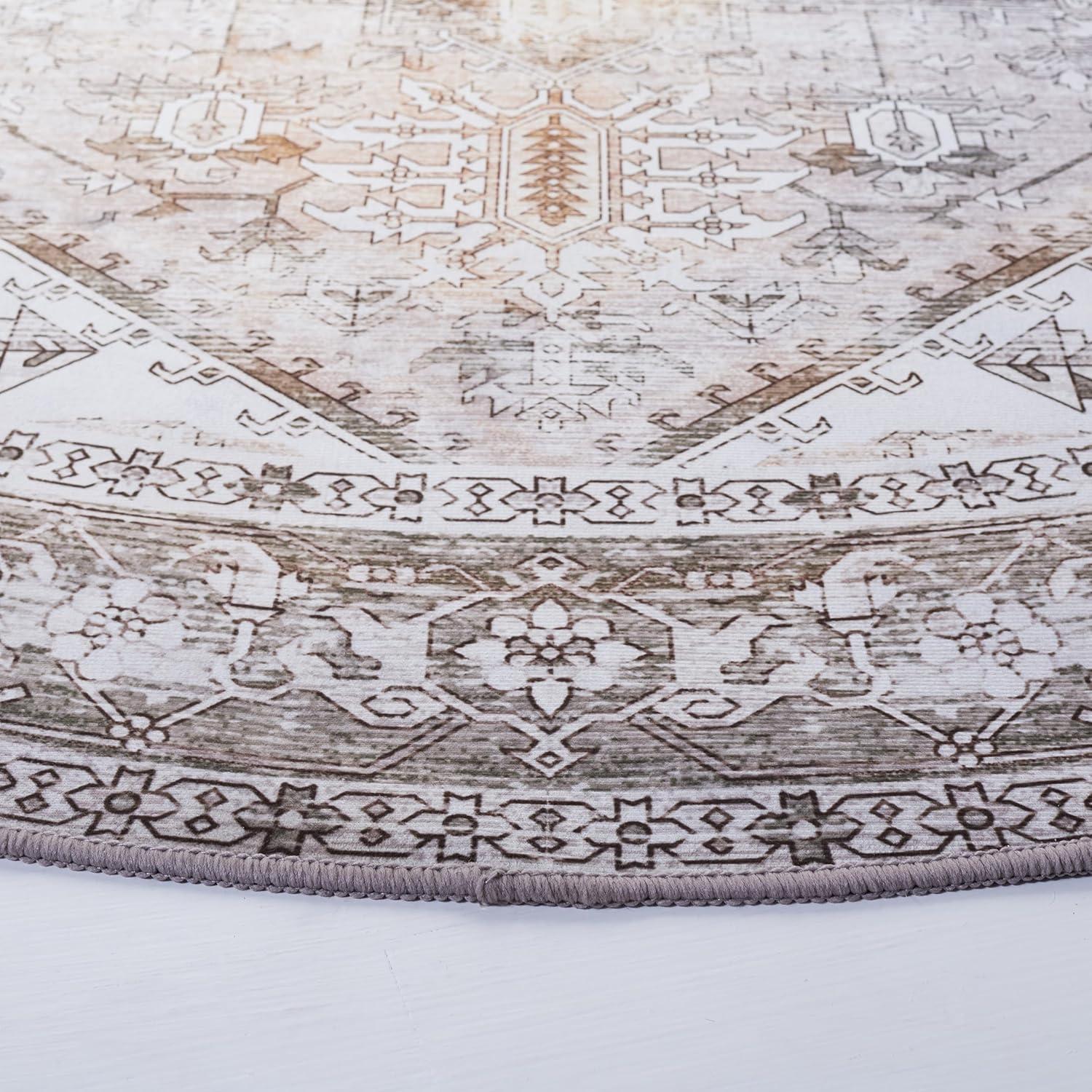 image:imageSAFAVIEH Washable Rug Tucson Collection 6 x 9 Dark Sage amp Ivory Slip Resistant amp Easy to Clean Ideal for Living Room Bedroom Dining Space TSN102FBeigeGrey