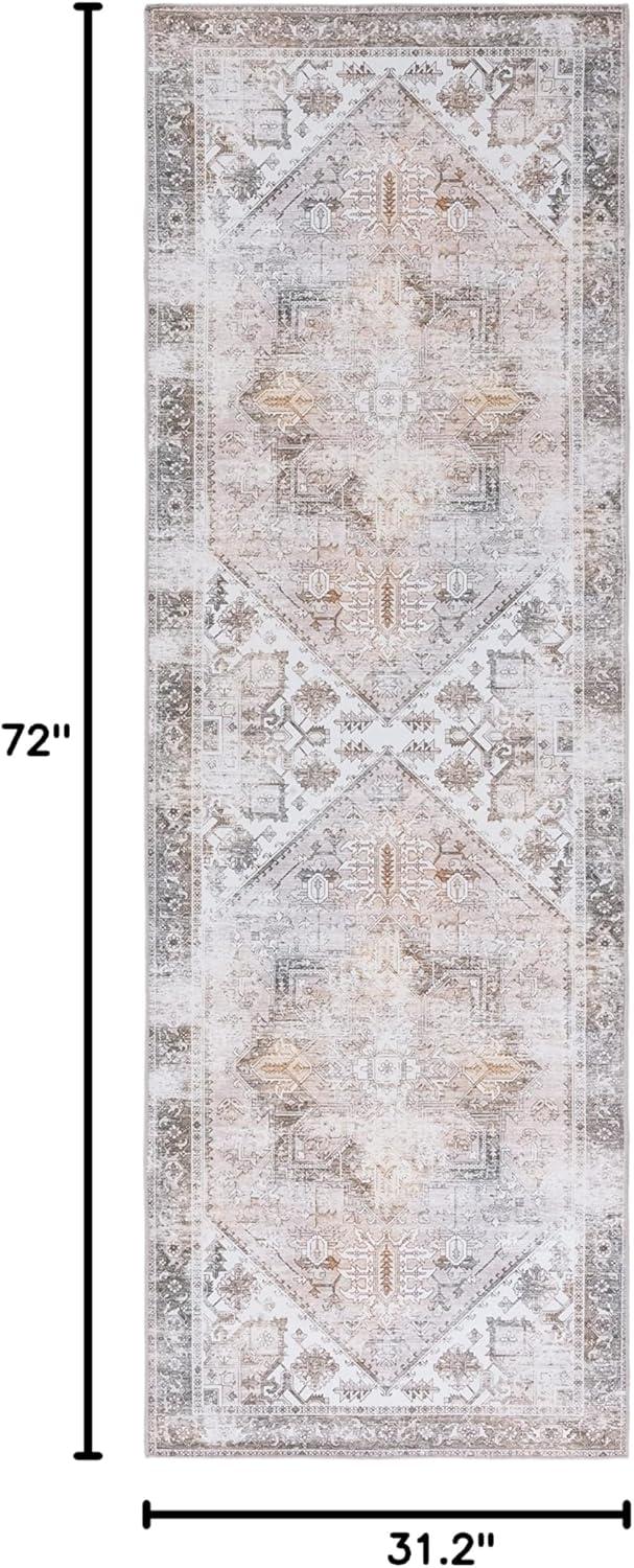 image:imageSAFAVIEH Washable Rug Tucson Collection 6 x 9 Dark Sage amp Ivory Slip Resistant amp Easy to Clean Ideal for Living Room Bedroom Dining Space TSN102FBeigeGrey