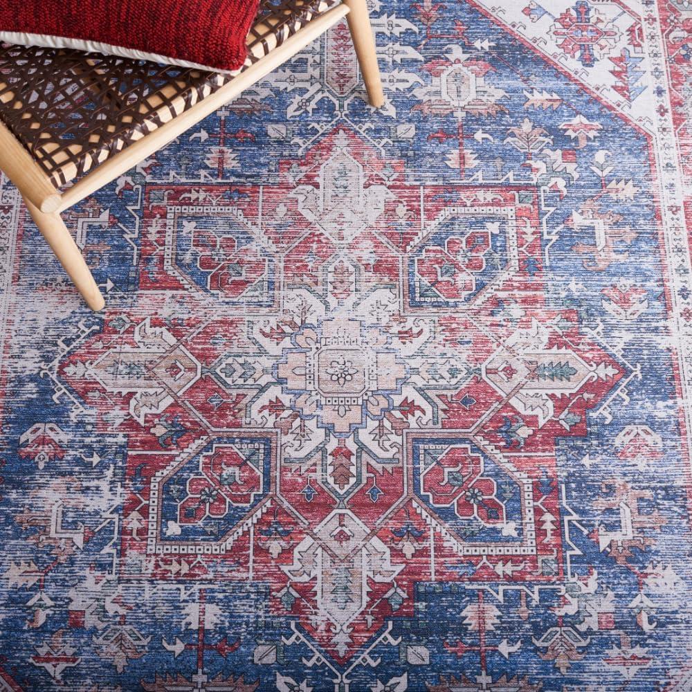 image:imageSAFAVIEH Washable Rug Tucson Collection 6 x 9 Dark Sage amp Ivory Slip Resistant amp Easy to Clean Ideal for Living Room Bedroom Dining Space TSN102FNavyRed