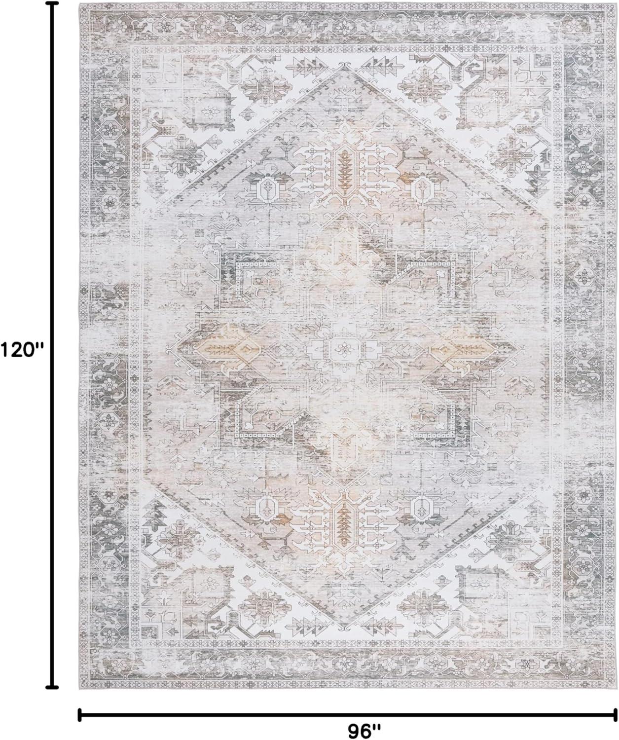 image:imageSAFAVIEH Washable Rug Tucson Collection 6 x 9 Dark Sage amp Ivory Slip Resistant amp Easy to Clean Ideal for Living Room Bedroom Dining Space TSN102FBeigeGrey