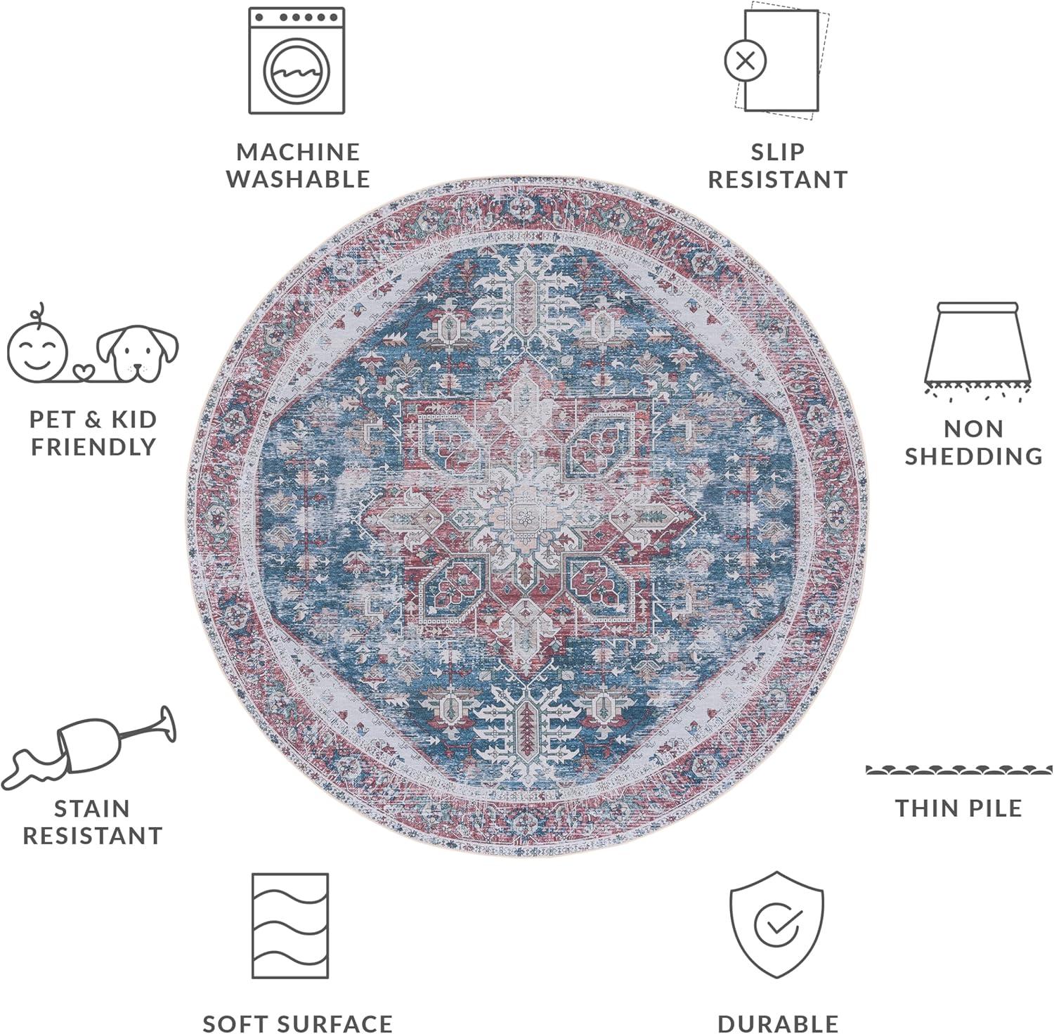 image:imageSAFAVIEH Washable Rug Tucson Collection 6 x 9 Dark Sage amp Ivory Slip Resistant amp Easy to Clean Ideal for Living Room Bedroom Dining Space TSN102FNavyRed