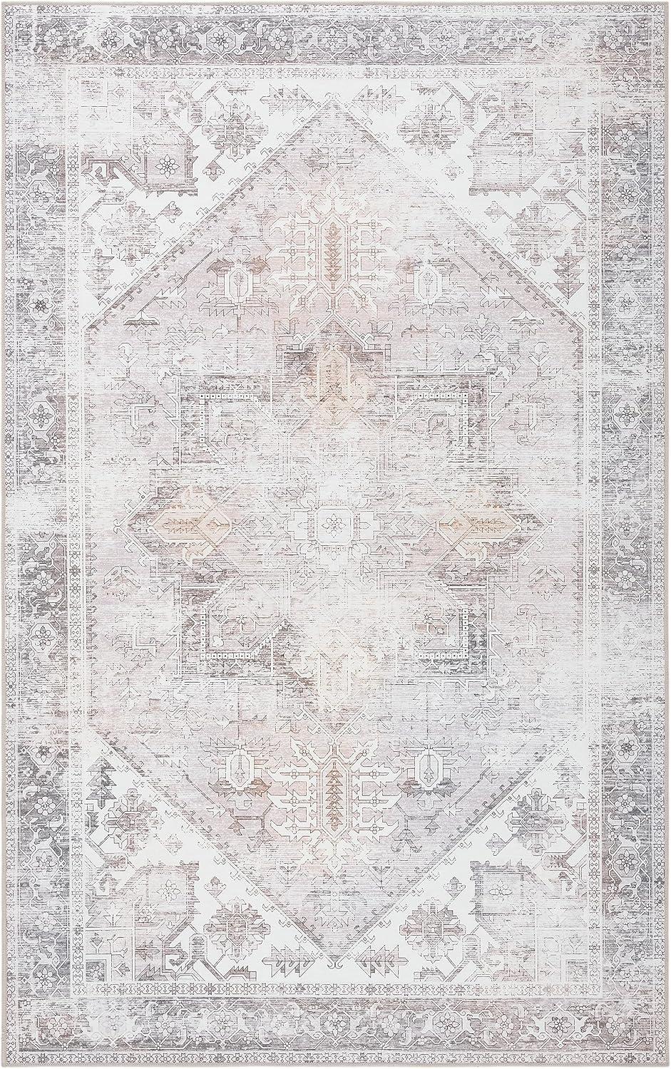 image:imageSAFAVIEH Washable Rug Tucson Collection 6 x 9 Dark Sage amp Ivory Slip Resistant amp Easy to Clean Ideal for Living Room Bedroom Dining Space TSN102FBeigeGrey