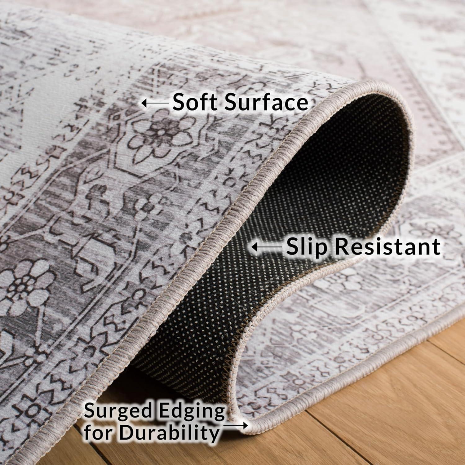 image:imageSAFAVIEH Washable Rug Tucson Collection 6 x 9 Dark Sage amp Ivory Slip Resistant amp Easy to Clean Ideal for Living Room Bedroom Dining Space TSN102FBeigeGrey