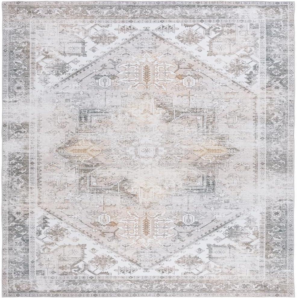 image:imageSAFAVIEH Washable Rug Tucson Collection 6 x 9 Dark Sage amp Ivory Slip Resistant amp Easy to Clean Ideal for Living Room Bedroom Dining Space TSN102FBeigeGrey