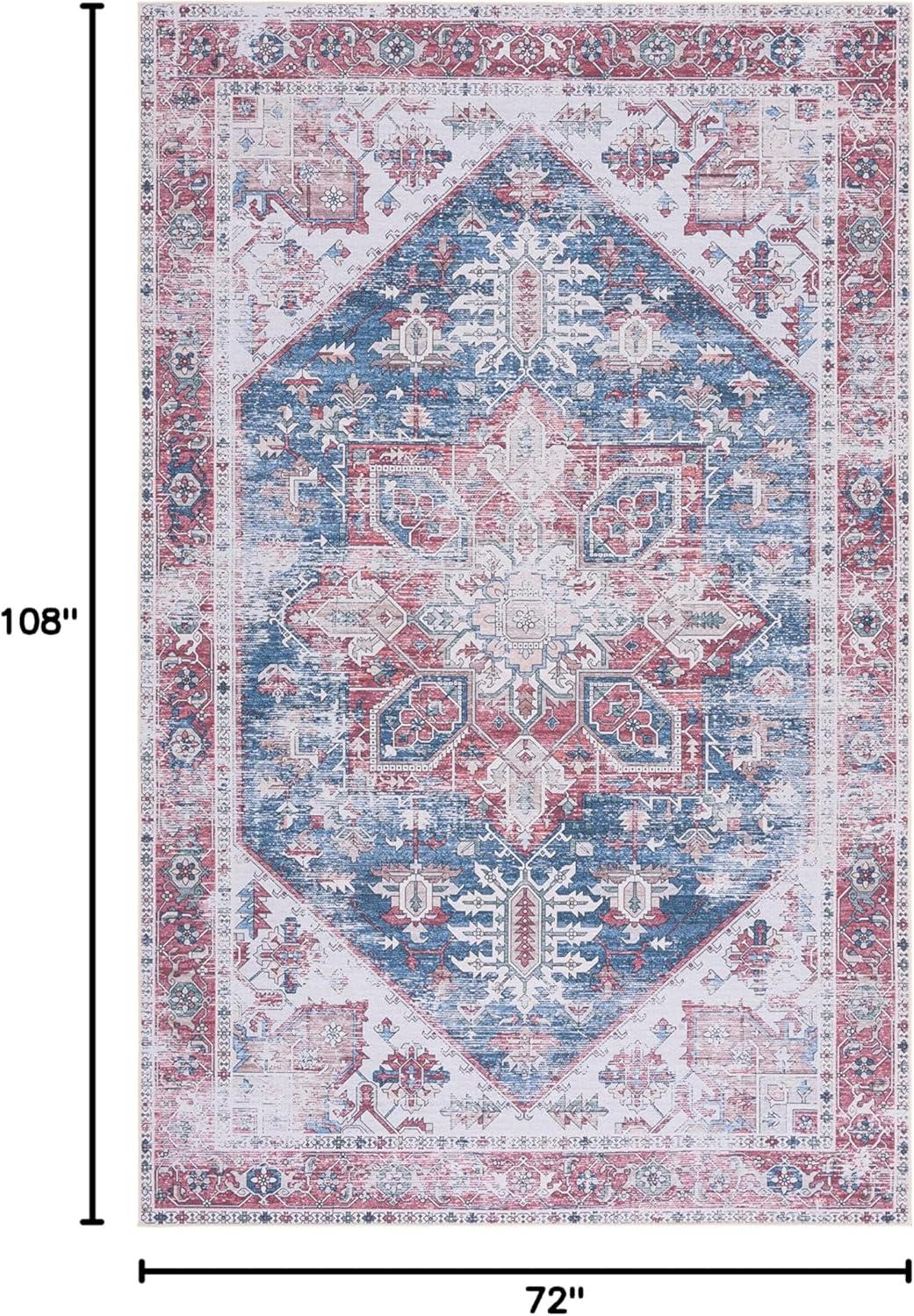 image:imageSAFAVIEH Washable Rug Tucson Collection 6 x 9 Dark Sage amp Ivory Slip Resistant amp Easy to Clean Ideal for Living Room Bedroom Dining Space TSN102FNavyRed