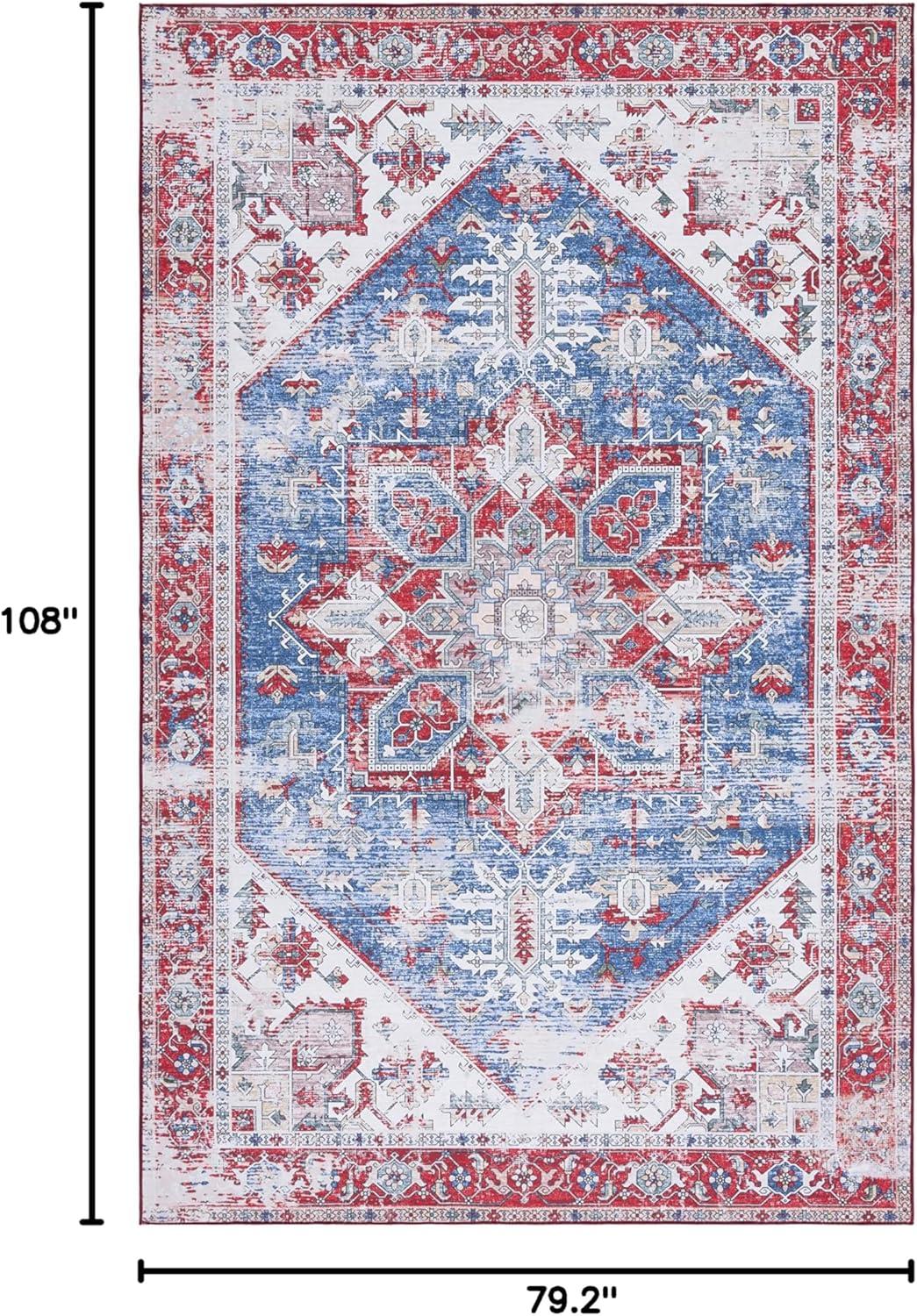 image:imageSAFAVIEH Washable Rug Tucson Collection 6 x 9 Dark Sage amp Ivory Slip Resistant amp Easy to Clean Ideal for Living Room Bedroom Dining Space TSN102FBlueRed