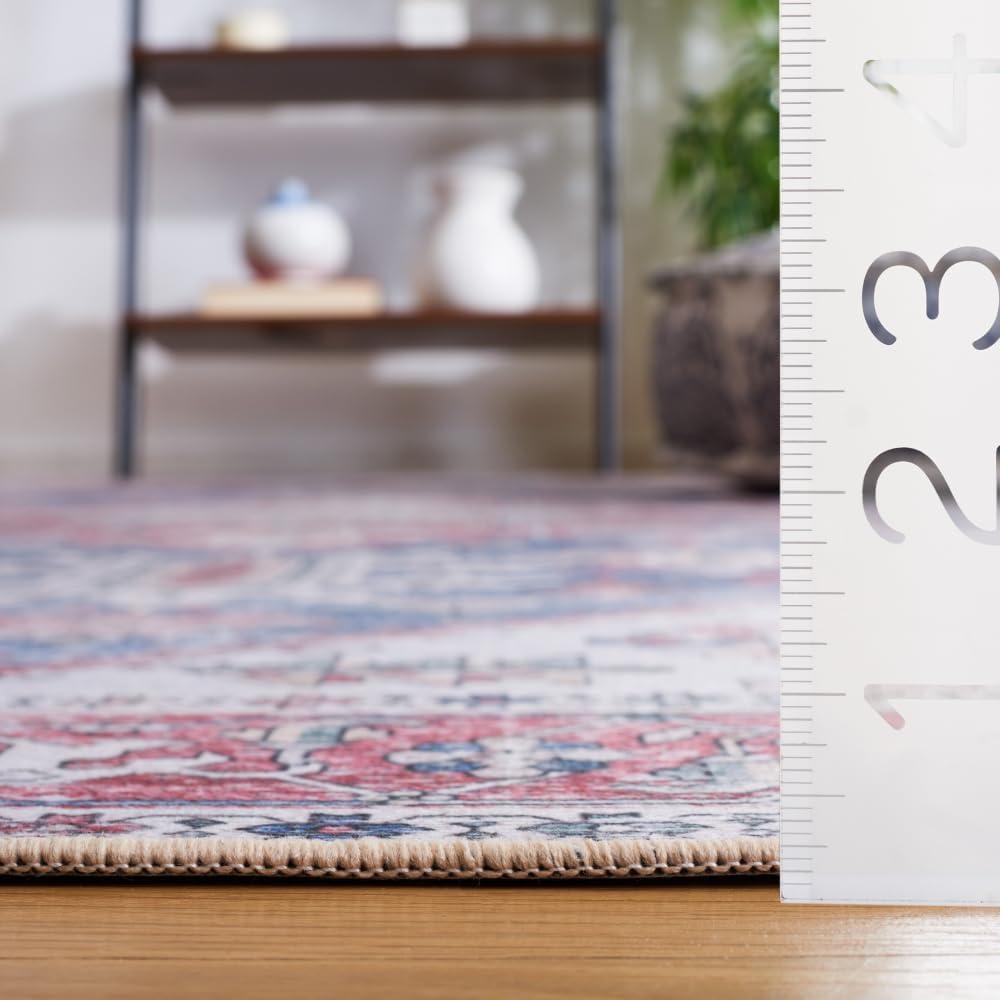 image:imageSAFAVIEH Washable Rug Tucson Collection 6 x 9 Dark Sage amp Ivory Slip Resistant amp Easy to Clean Ideal for Living Room Bedroom Dining Space TSN102FNavyRed