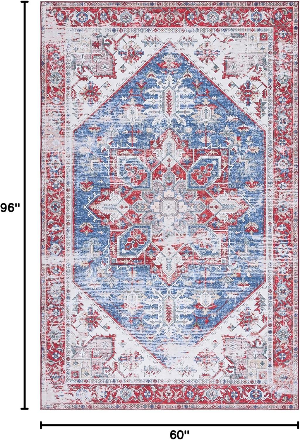 image:imageSAFAVIEH Washable Rug Tucson Collection 6 x 9 Dark Sage amp Ivory Slip Resistant amp Easy to Clean Ideal for Living Room Bedroom Dining Space TSN102FBlueRed