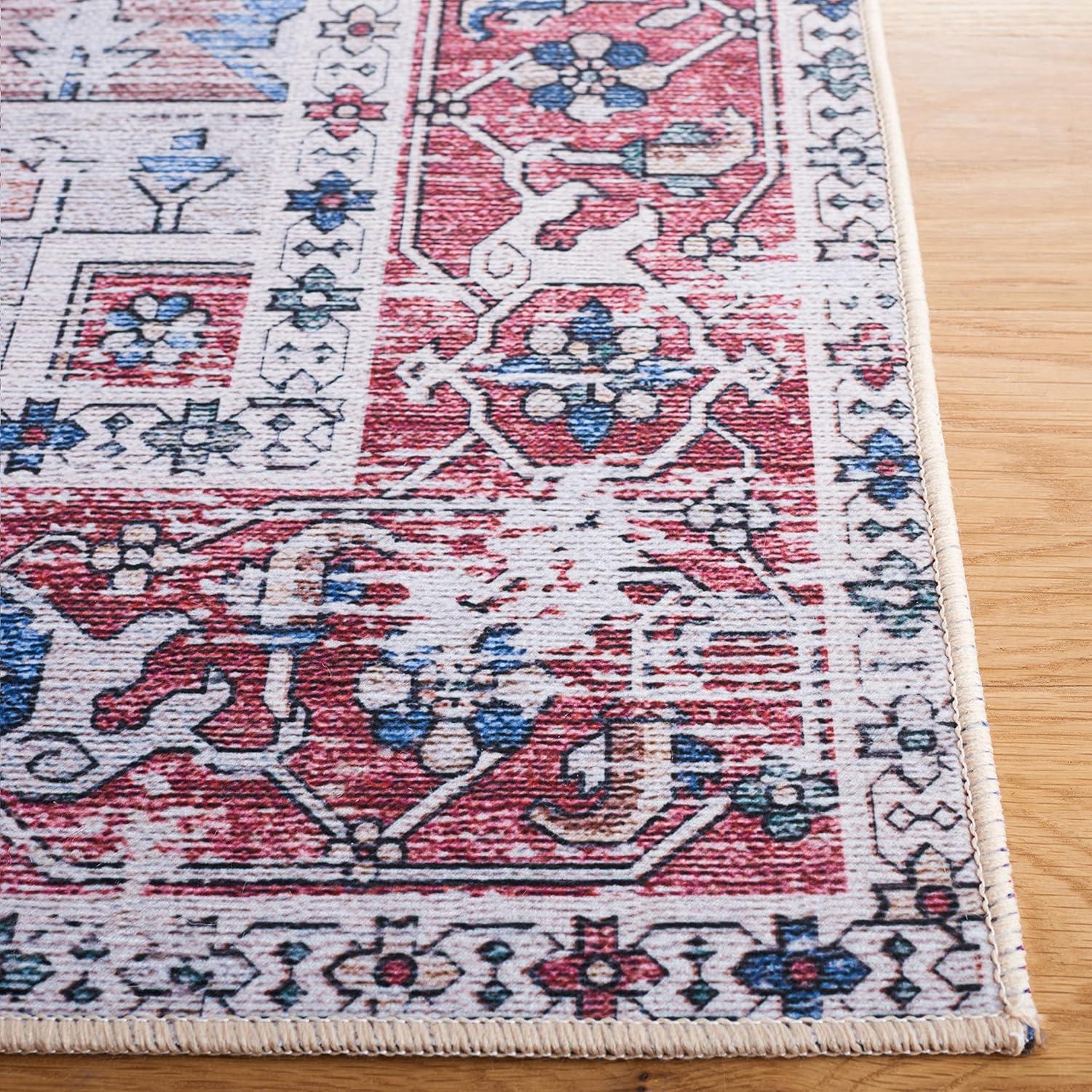 image:imageSAFAVIEH Washable Rug Tucson Collection 6 x 9 Dark Sage amp Ivory Slip Resistant amp Easy to Clean Ideal for Living Room Bedroom Dining Space TSN102FGrey Blue Rust Multicolor