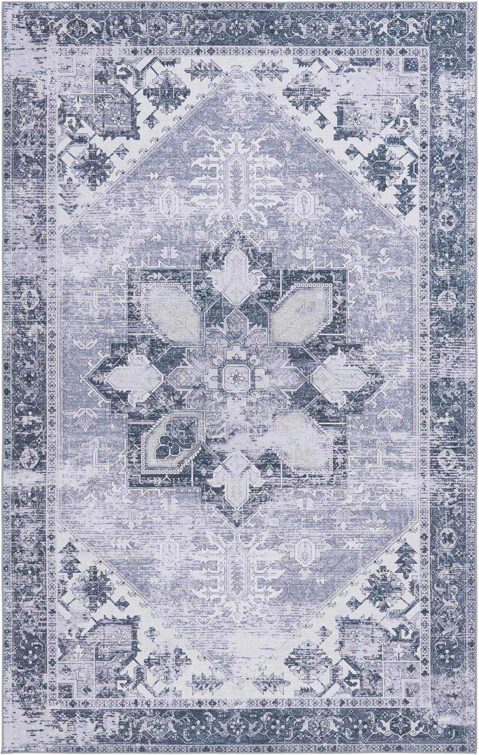 image:imageSAFAVIEH Washable Rug Tucson Collection 6 x 9 Dark Sage amp Ivory Slip Resistant amp Easy to Clean Ideal for Living Room Bedroom Dining Space TSN102FGrey