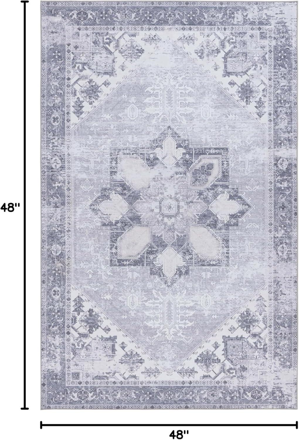image:imageSAFAVIEH Washable Rug Tucson Collection 6 x 9 Dark Sage amp Ivory Slip Resistant amp Easy to Clean Ideal for Living Room Bedroom Dining Space TSN102FLight Grey
