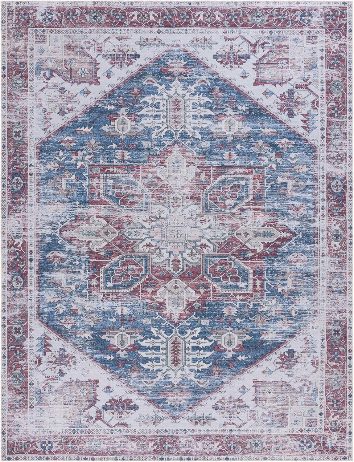 image:imageSAFAVIEH Washable Rug Tucson Collection 6 x 9 Dark Sage amp Ivory Slip Resistant amp Easy to Clean Ideal for Living Room Bedroom Dining Space TSN102FNavyRed