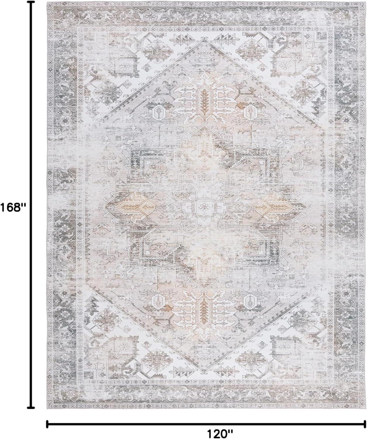 image:imageSAFAVIEH Washable Rug Tucson Collection 6 x 9 Dark Sage amp Ivory Slip Resistant amp Easy to Clean Ideal for Living Room Bedroom Dining Space TSN102FBeigeGrey