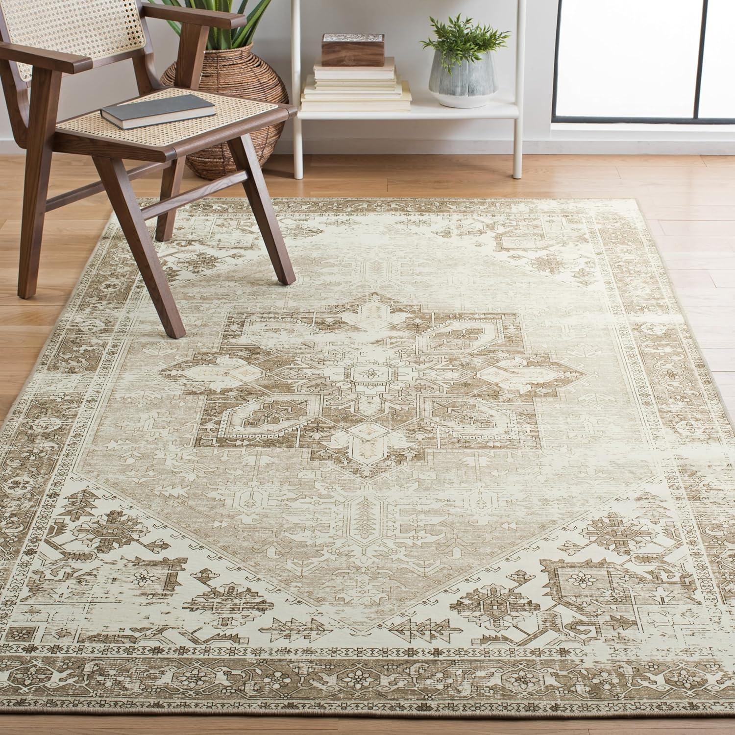 image:imageSAFAVIEH Washable Rug Tucson Collection 6 x 9 Dark Sage amp Ivory Slip Resistant amp Easy to Clean Ideal for Living Room Bedroom Dining Space TSN102FSageIvory