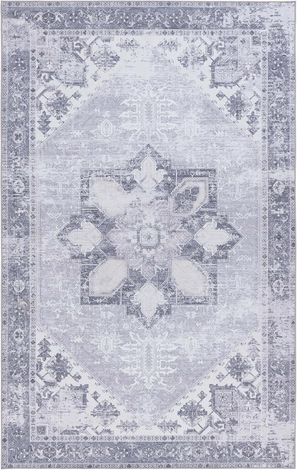 image:imageSAFAVIEH Washable Rug Tucson Collection 6 x 9 Dark Sage amp Ivory Slip Resistant amp Easy to Clean Ideal for Living Room Bedroom Dining Space TSN102FLight Grey