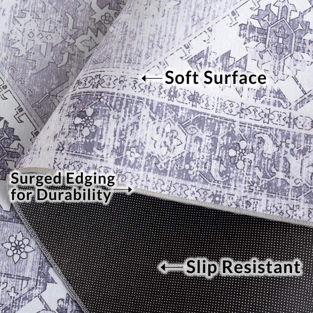 image:imageSAFAVIEH Washable Rug Tucson Collection 6 x 9 Dark Sage amp Ivory Slip Resistant amp Easy to Clean Ideal for Living Room Bedroom Dining Space TSN102FLight Grey