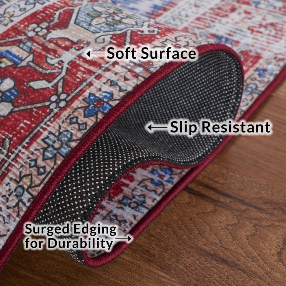 image:imageSAFAVIEH Washable Rug Tucson Collection 6 x 9 Dark Sage amp Ivory Slip Resistant amp Easy to Clean Ideal for Living Room Bedroom Dining Space TSN102FBlueRed