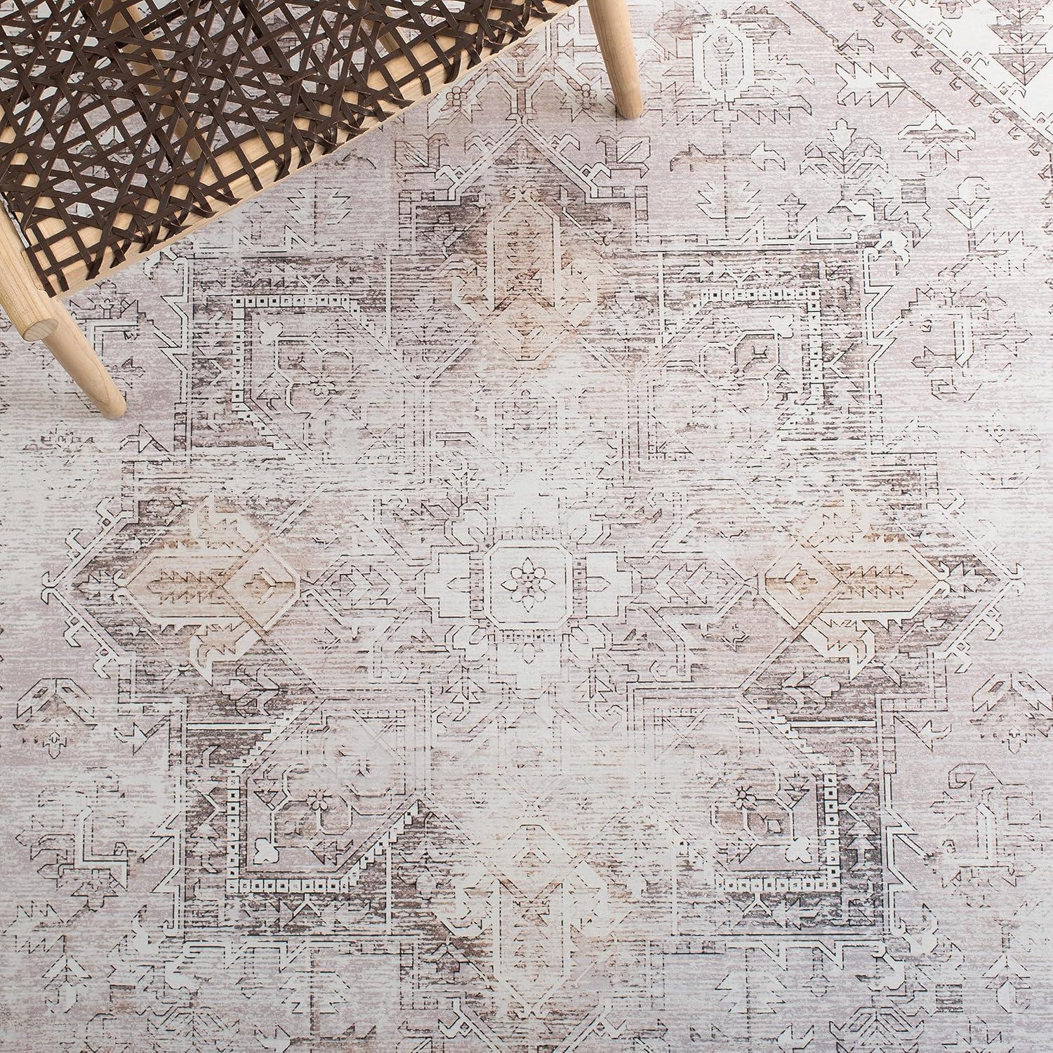 image:imageSAFAVIEH Washable Rug Tucson Collection 6 x 9 Dark Sage amp Ivory Slip Resistant amp Easy to Clean Ideal for Living Room Bedroom Dining Space TSN102FBeigeGrey