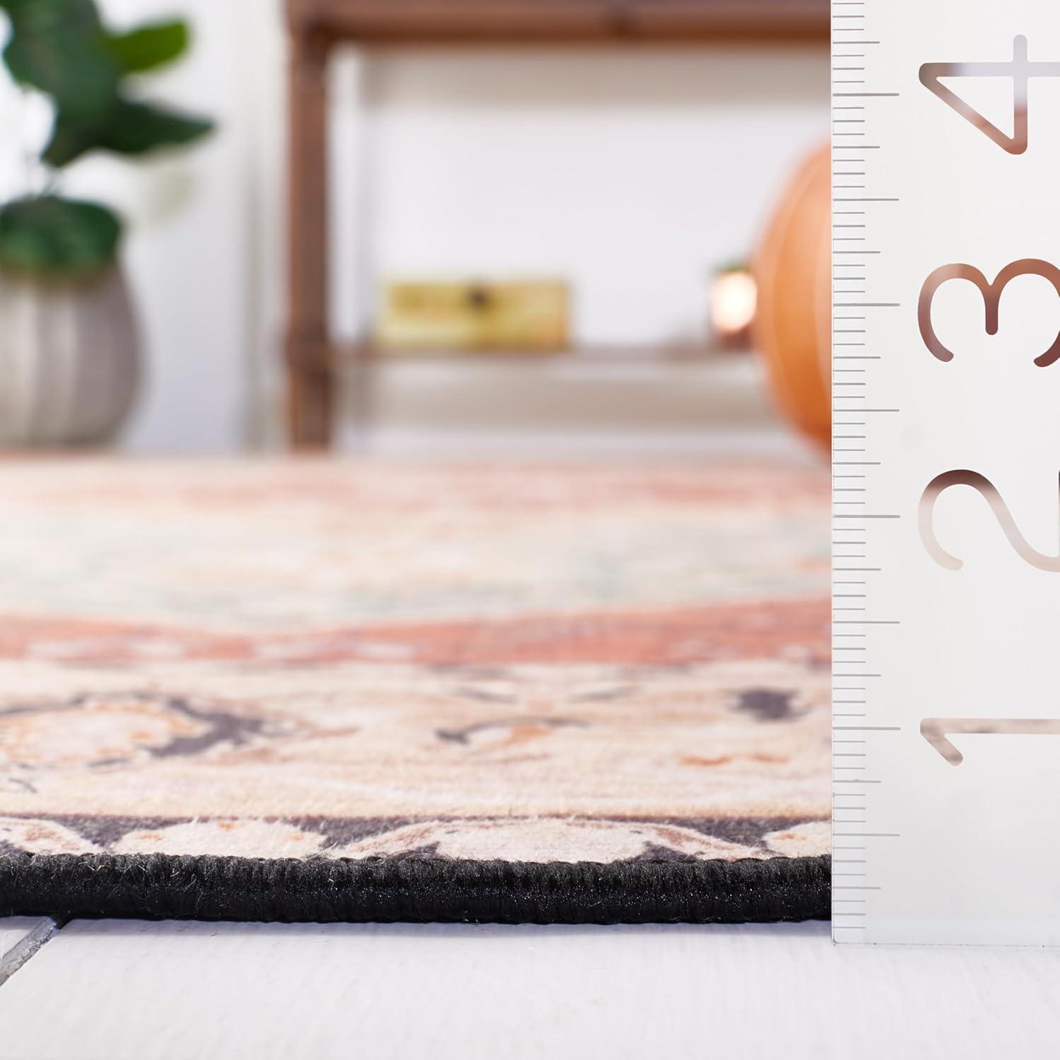 image:imageSAFAVIEH Washable Rug Tucson Collection 8 x 10 Aqua amp Rust Slip Resistant amp Easy to Clean Ideal for Living Room Bedroom Dining Space TSN150JAquaRust