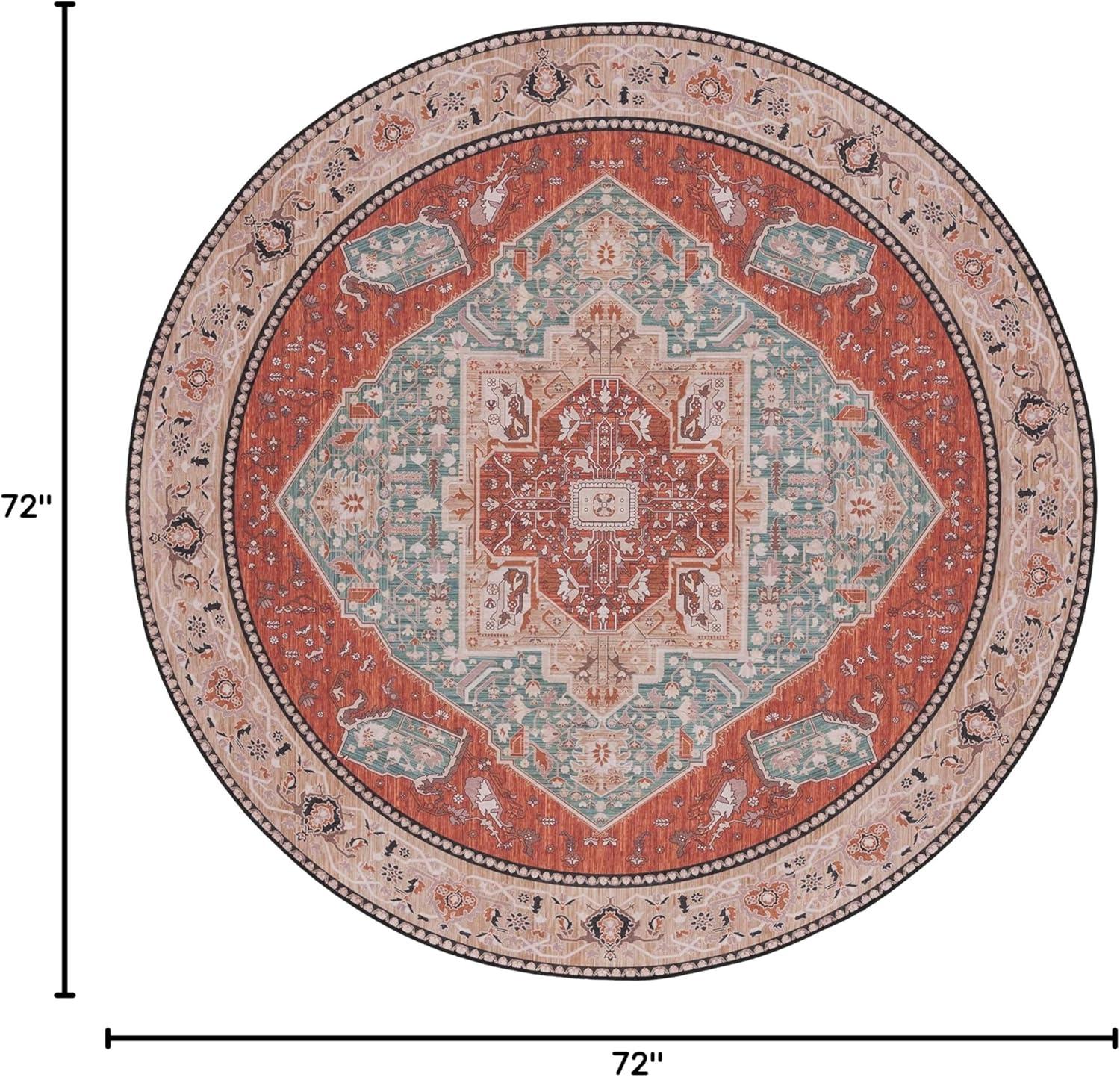 image:imageSAFAVIEH Washable Rug Tucson Collection 8 x 10 Aqua amp Rust Slip Resistant amp Easy to Clean Ideal for Living Room Bedroom Dining Space TSN150JAquaRust
