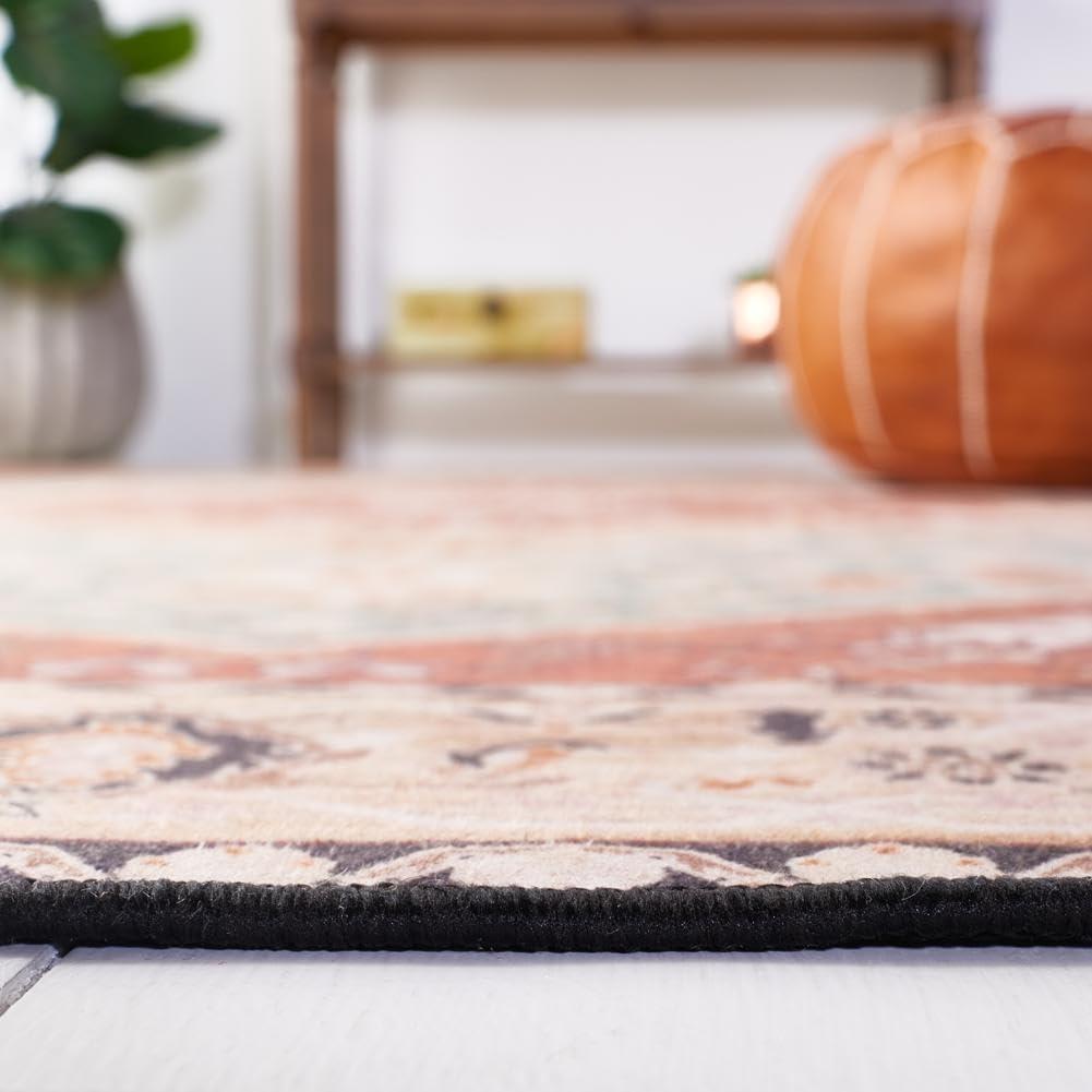 image:imageSAFAVIEH Washable Rug Tucson Collection 8 x 10 Aqua amp Rust Slip Resistant amp Easy to Clean Ideal for Living Room Bedroom Dining Space TSN150JAquaRust