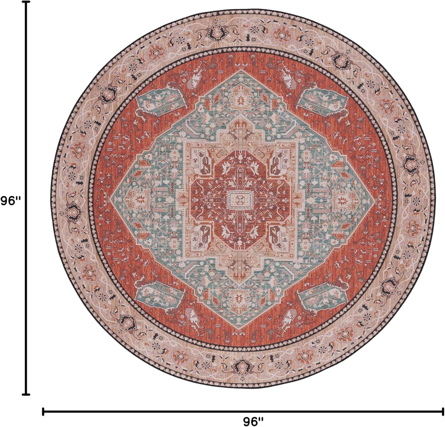 image:imageSAFAVIEH Washable Rug Tucson Collection 8 x 10 Aqua amp Rust Slip Resistant amp Easy to Clean Ideal for Living Room Bedroom Dining Space TSN150JAquaRust